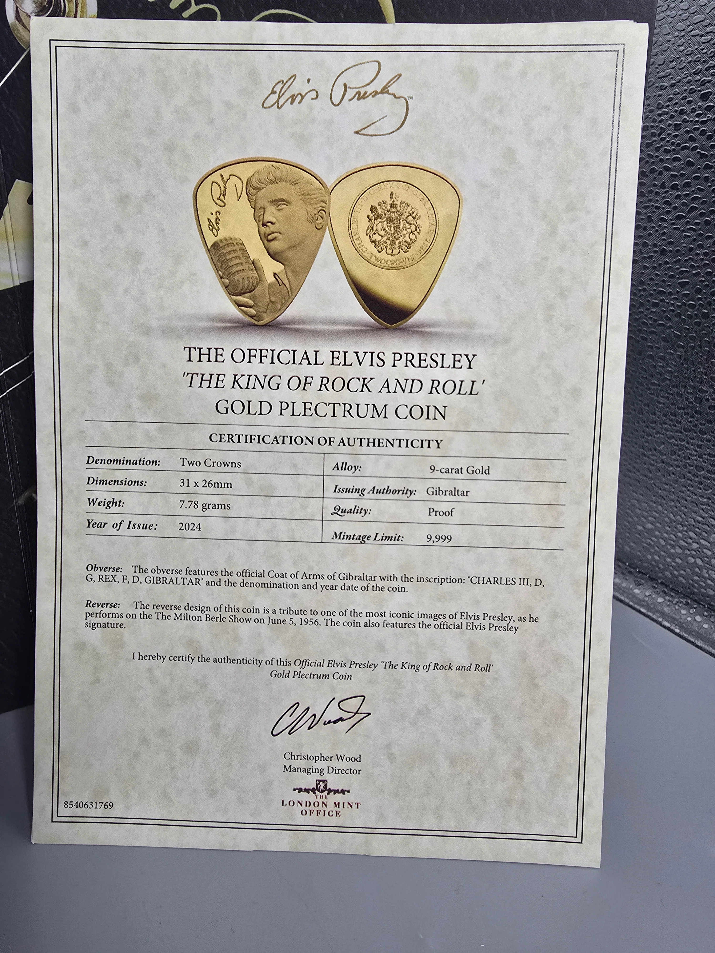 Elvis Presley Official Plectrum Coin Collection London Mint Solid + 9ct Plectrum (FULL SET) - Image 4
