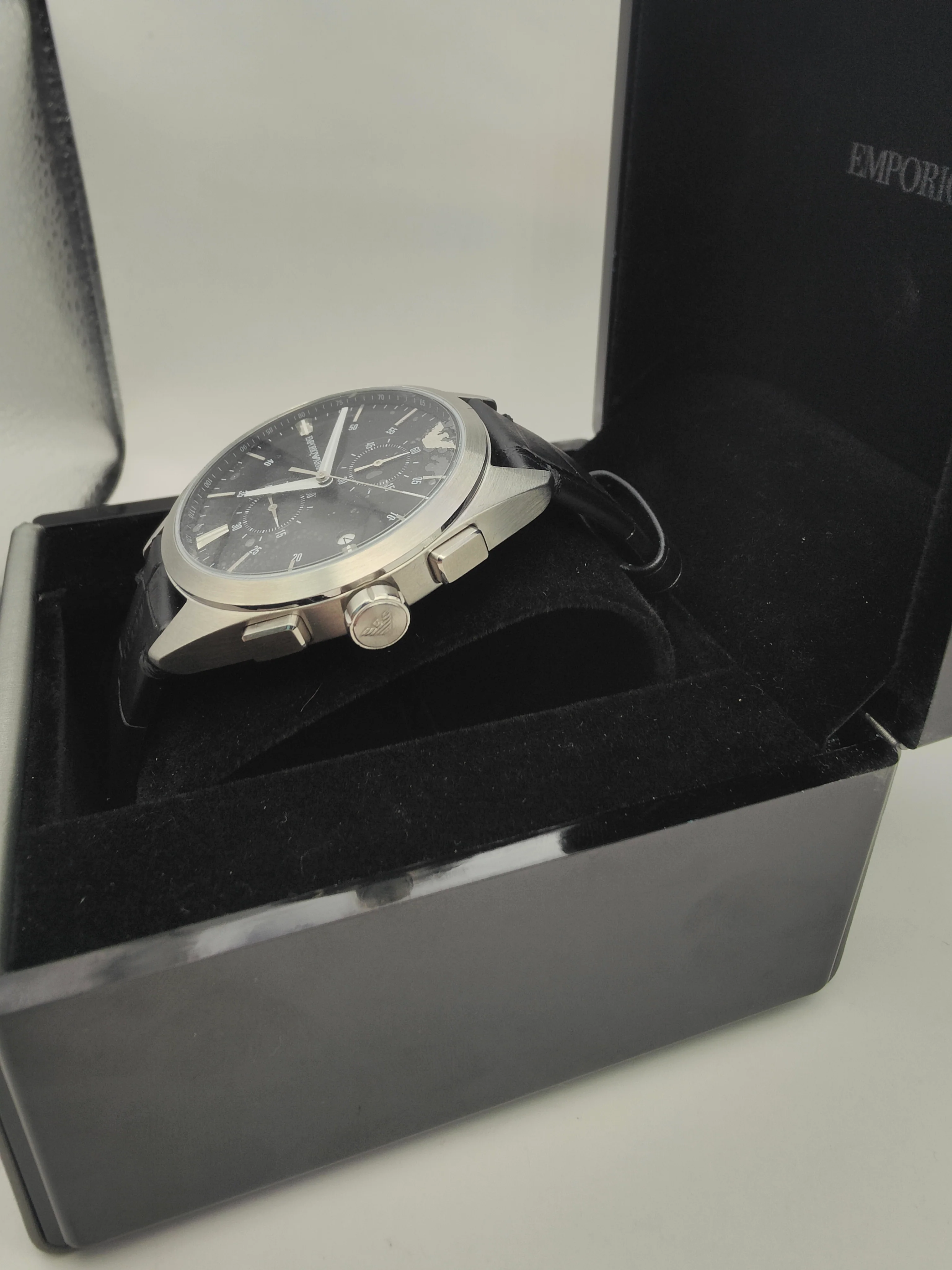 Emporio Armani Mens Claudio Black Dial Watch - Image 3