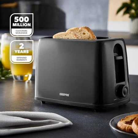 Geepas 2-Slice Black Bread Toaster with 6 Level Browning Control - Image 2