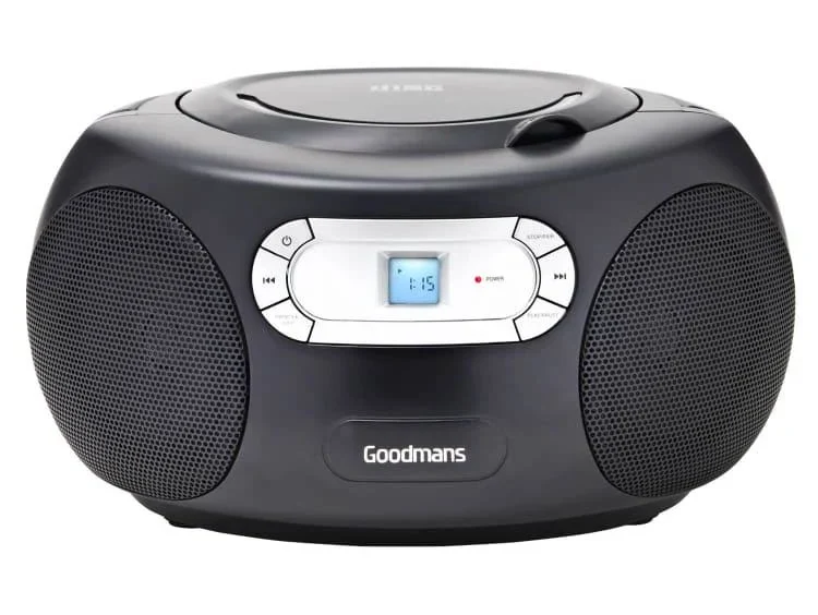 Goodmans Cd Retro Boombox Fm Radio Mains Or Battery Bluetooth - Black