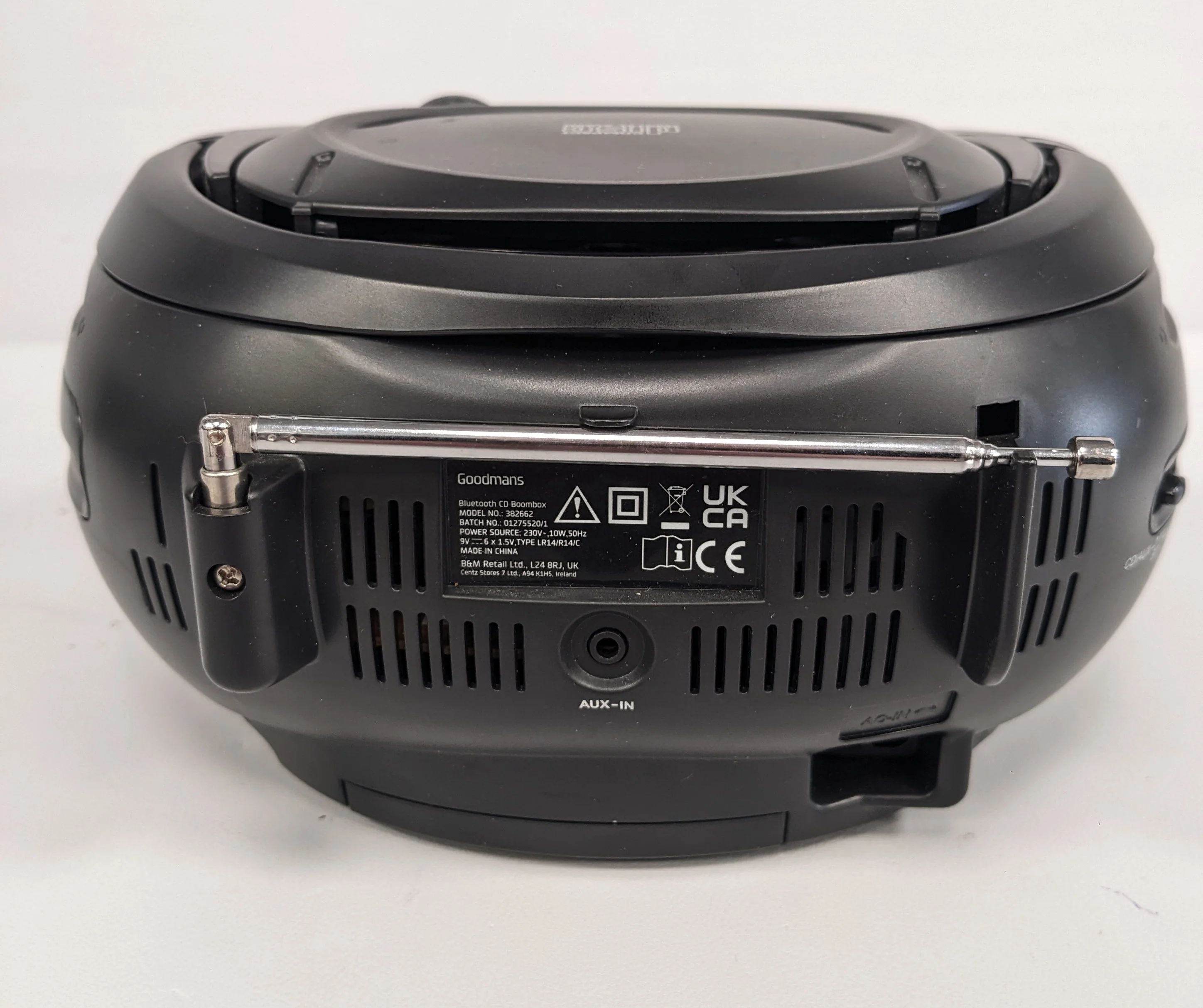 Goodmans Cd Retro Boombox Fm Radio Mains Or Battery Bluetooth - Black - Image 4