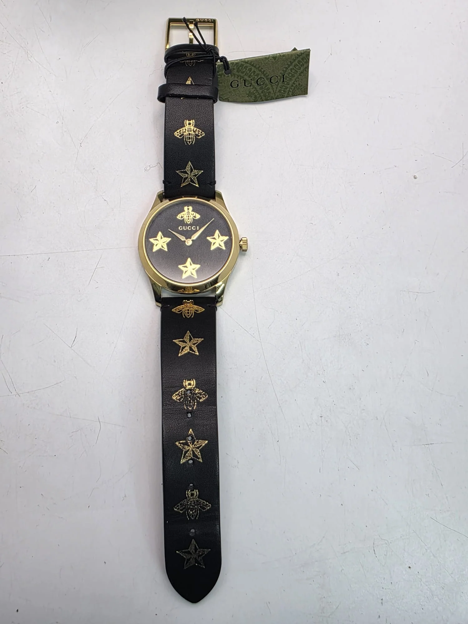 Gucci G-Timeless Unisex Black Dial Leather Strap Watch - YA1264055 - Image 3