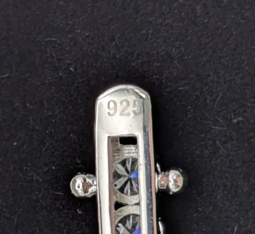 Hallmarked Silver 925, CZ Encrusted Cubed design Bracelet W/Open Box Lock, 8", 16.4g, Boxed, !NEW! - Image 2