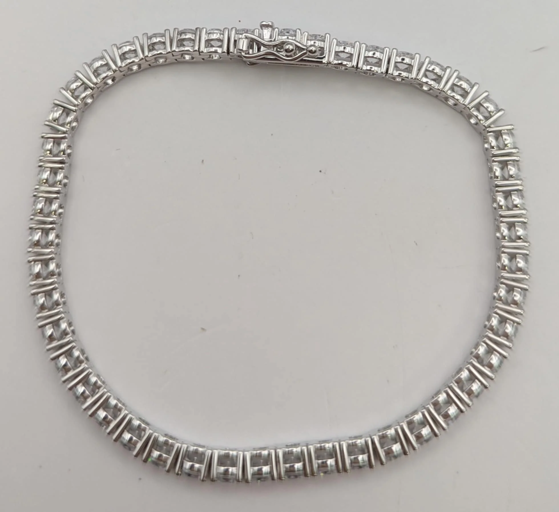 Hallmarked Silver 925, CZ Encrusted Cubed design Bracelet W/Open Box Lock, 8", 16.4g, Boxed, !NEW! - Image 4