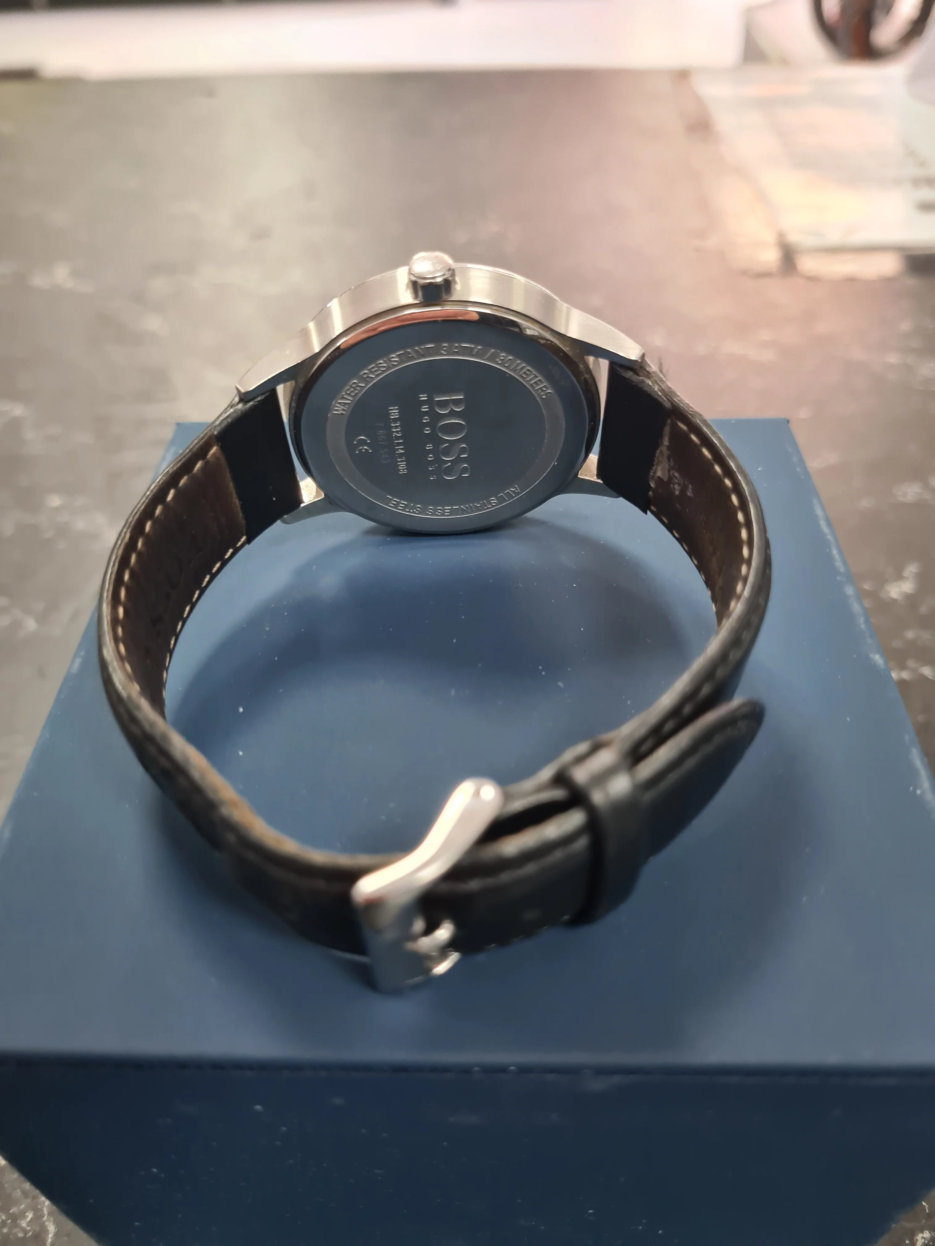 Hugo Boss Black Leather Principle men's Dress Watch With Black Dial And Quartz Movement - Image 3