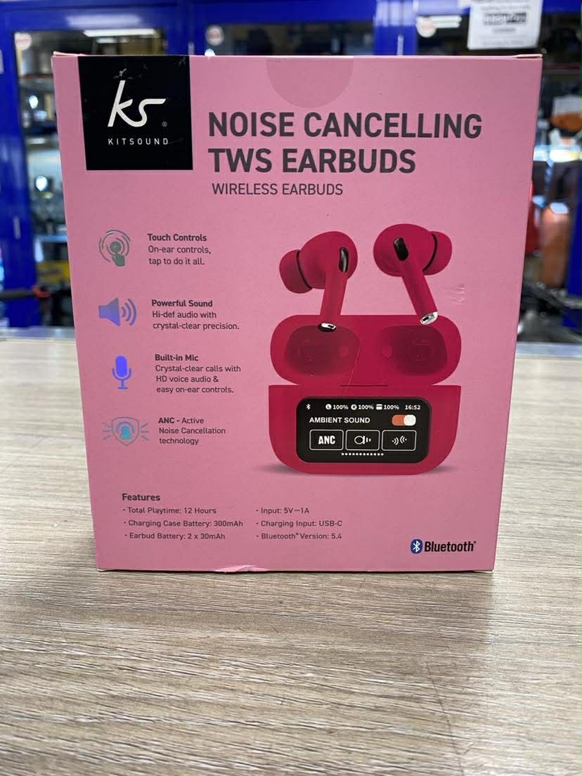 Kitsound Noise Cancelling TWS Earbuds - Pink - Image 2