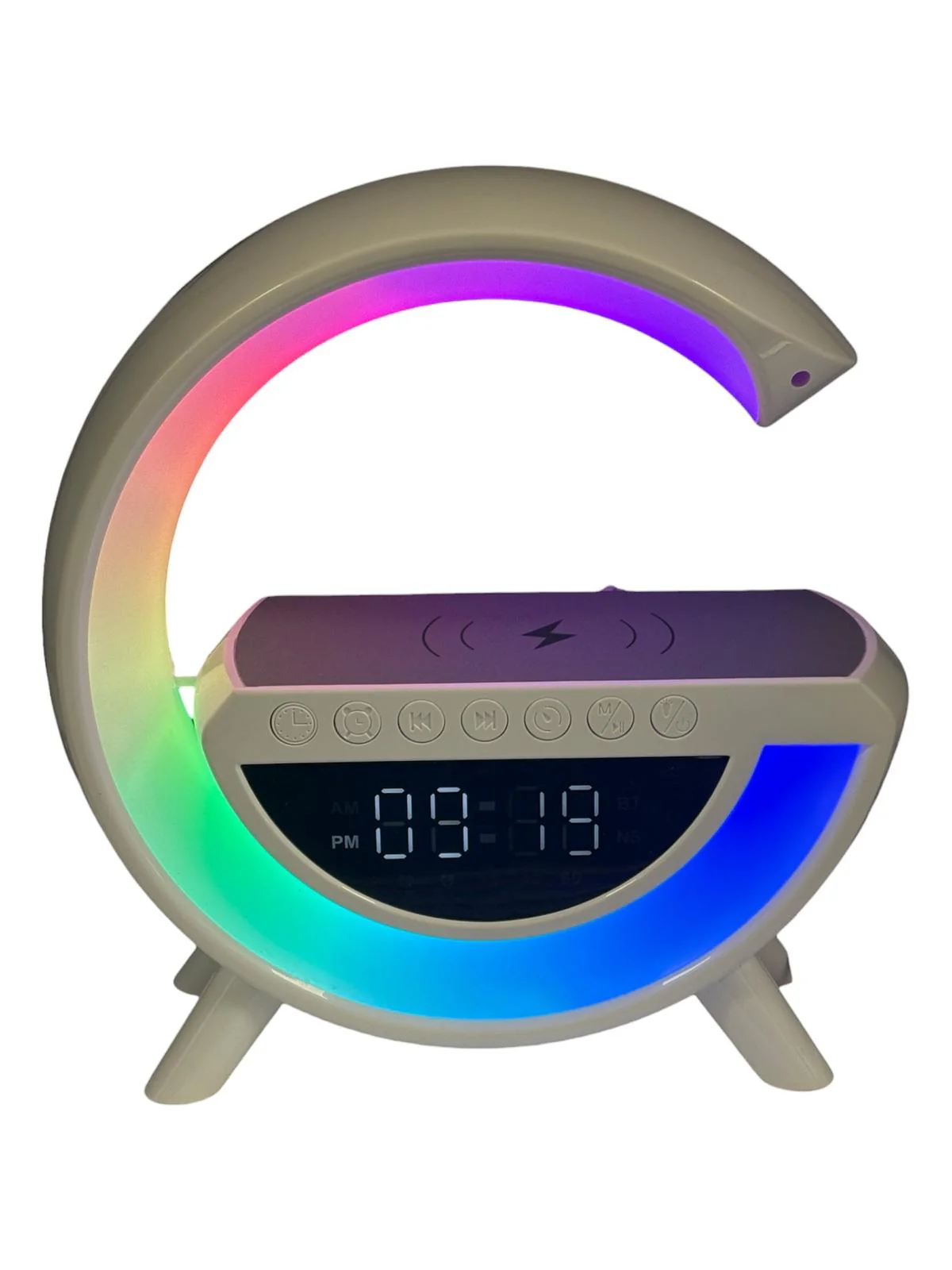 LED Portable Speaker with Alarm Clock and Wireless Charging - Image 2