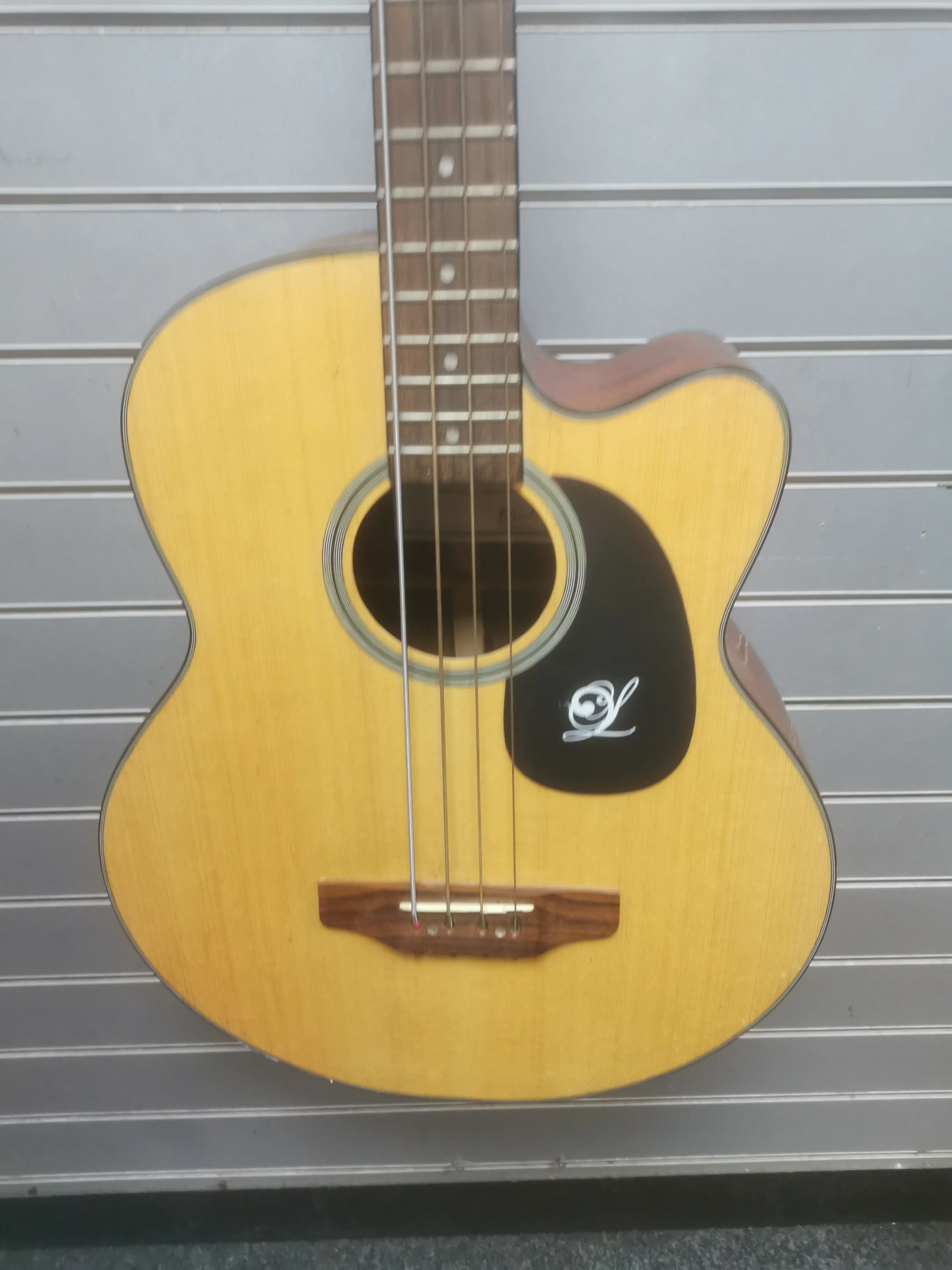 Lindo FMB-010 4 String Acoustic Bass - Natural Finish - dints in back of neck and loose wire inside - Image 4