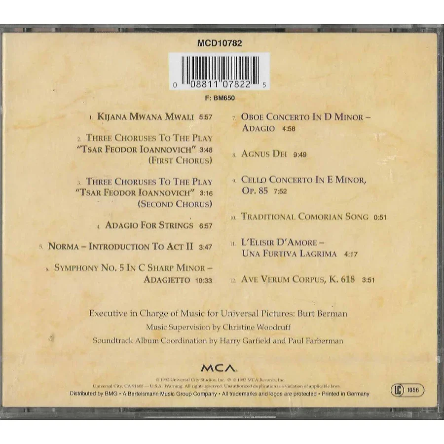 Lorenzo's Oil Soundtrack CD - Image 2
