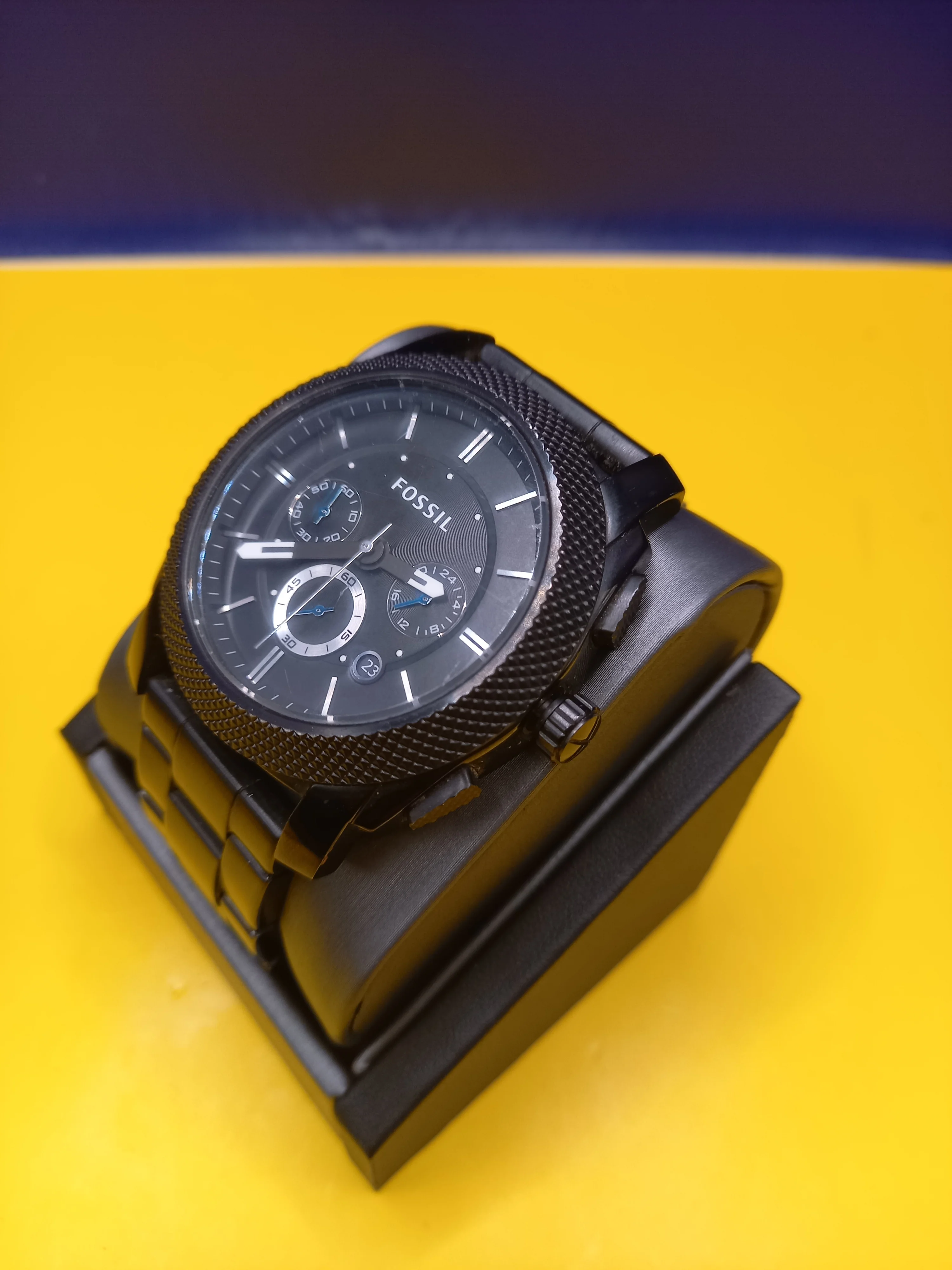 Men Fossil Chronograph Black Stainless Steel Watch fs4552 - Image 3
