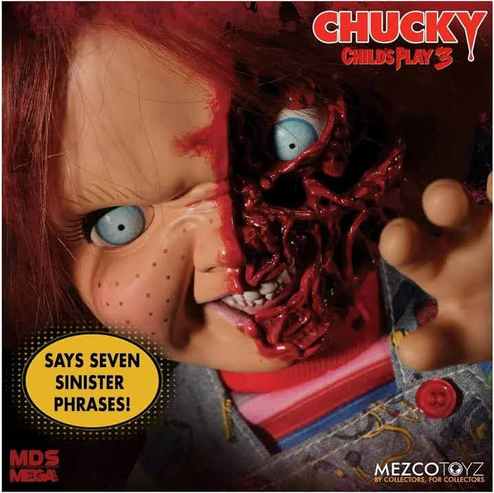 Mezco Child's Play 3 Designer Series Talking Pizza Face Chucky - Image 4