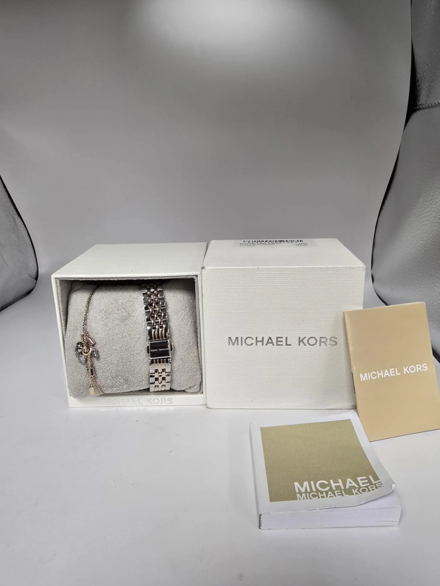 Michael Kors Lexington Pavé Two-Tone Watch and Slider Bracelet Gift Set - Image 3