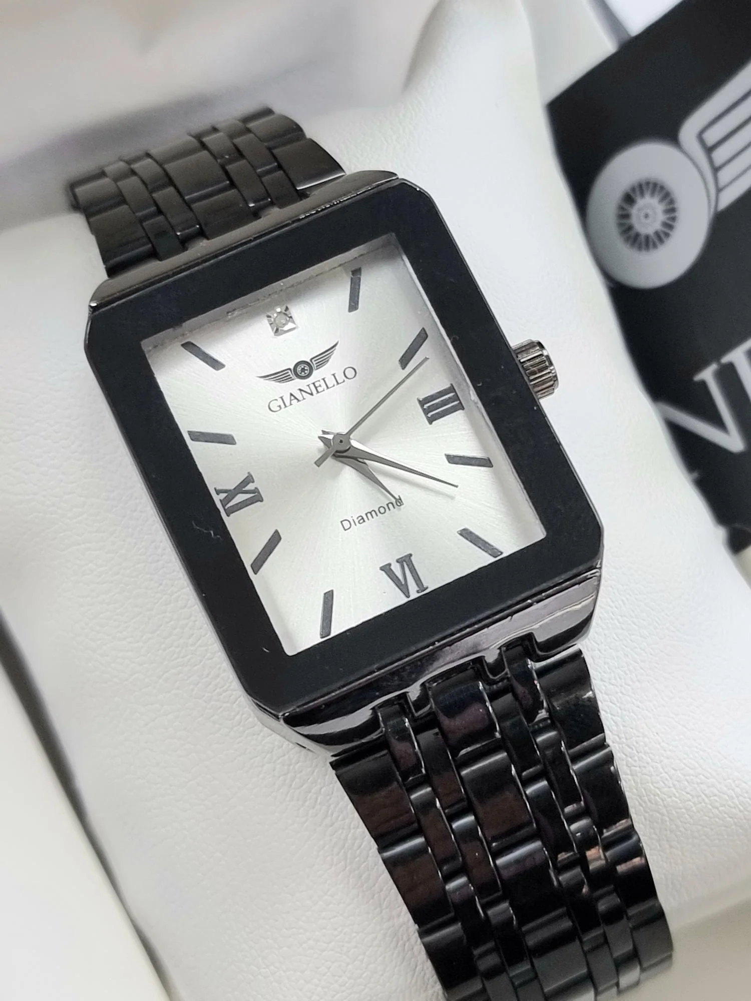 NIB Gianello Mens / Unisex Diamond Watch Carat 1/10 Gunmetal Strap & Face - Image 2