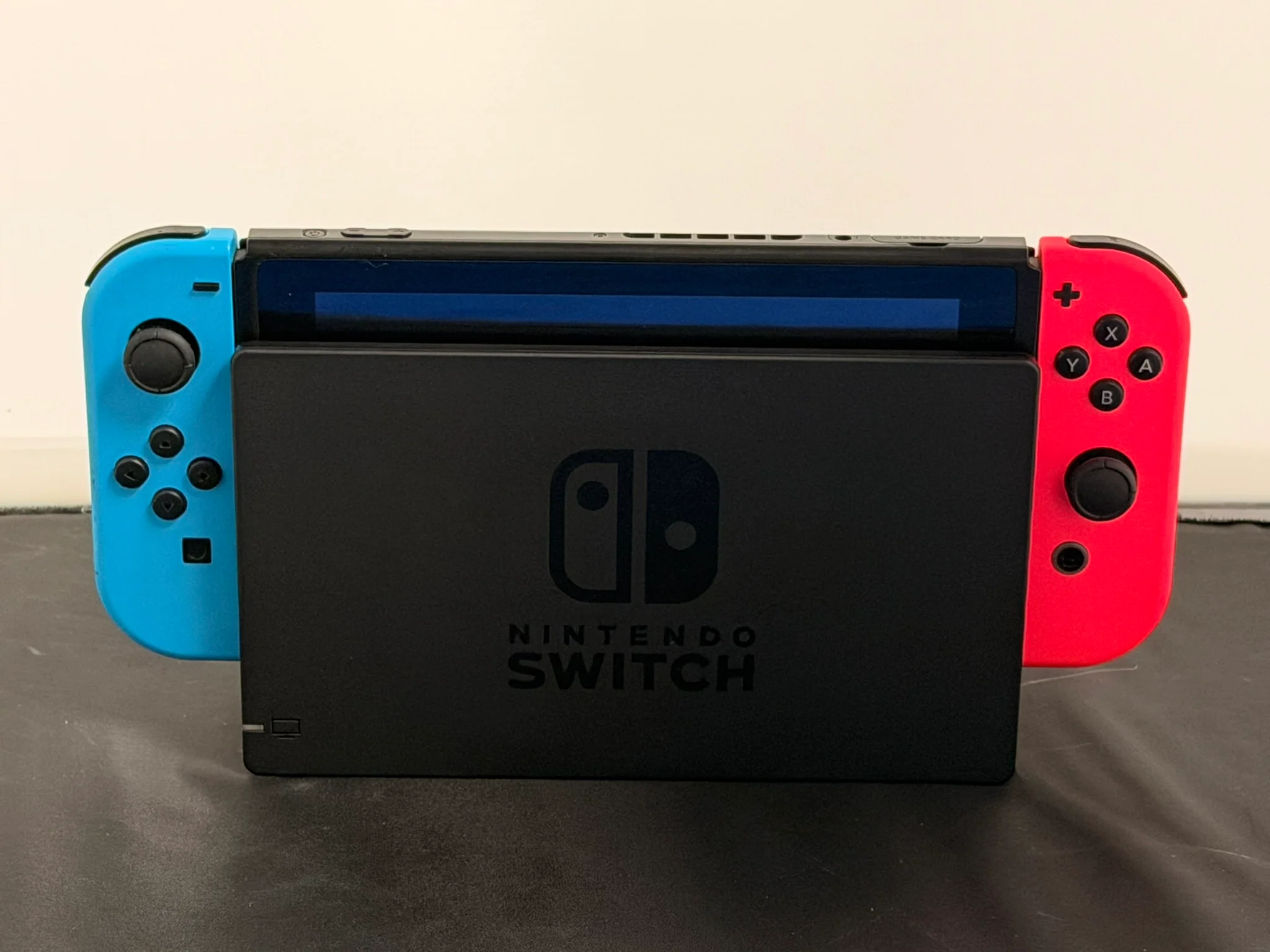 Nintendo switch console blue and pink joycons