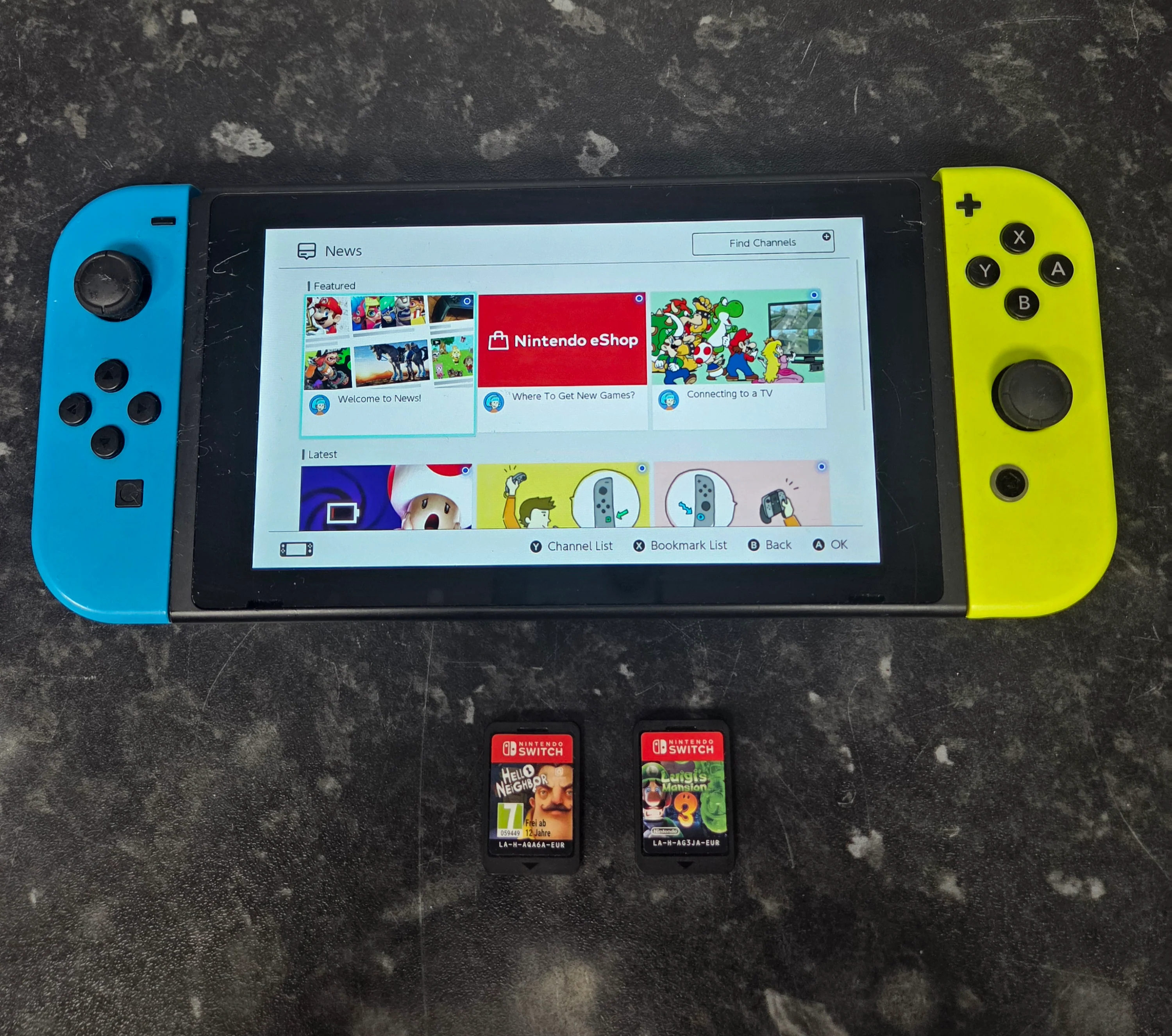 Nintendo Switch Console Neon Blue & Yellow - Image 2