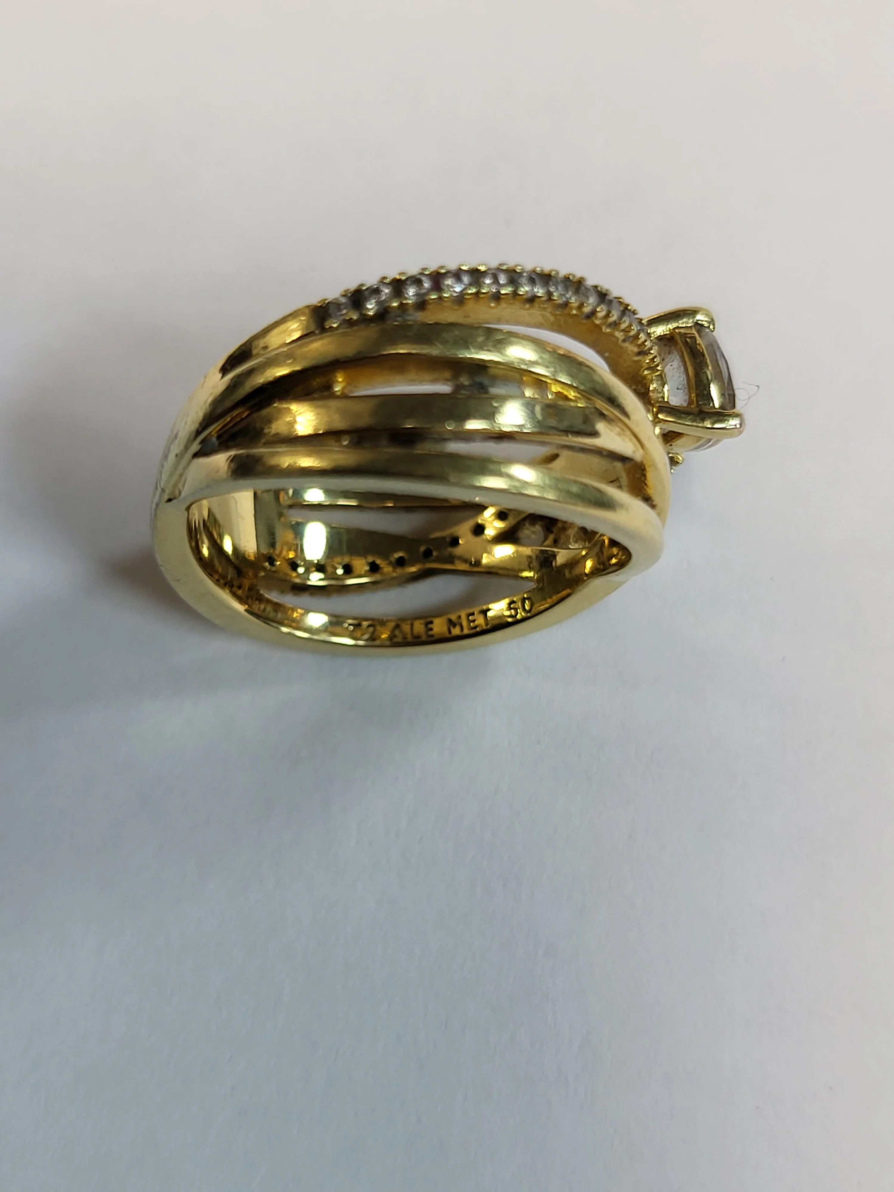 Pandora Gold Sparkling Bow & Crossover Band Ring - Size 50 - Image 3