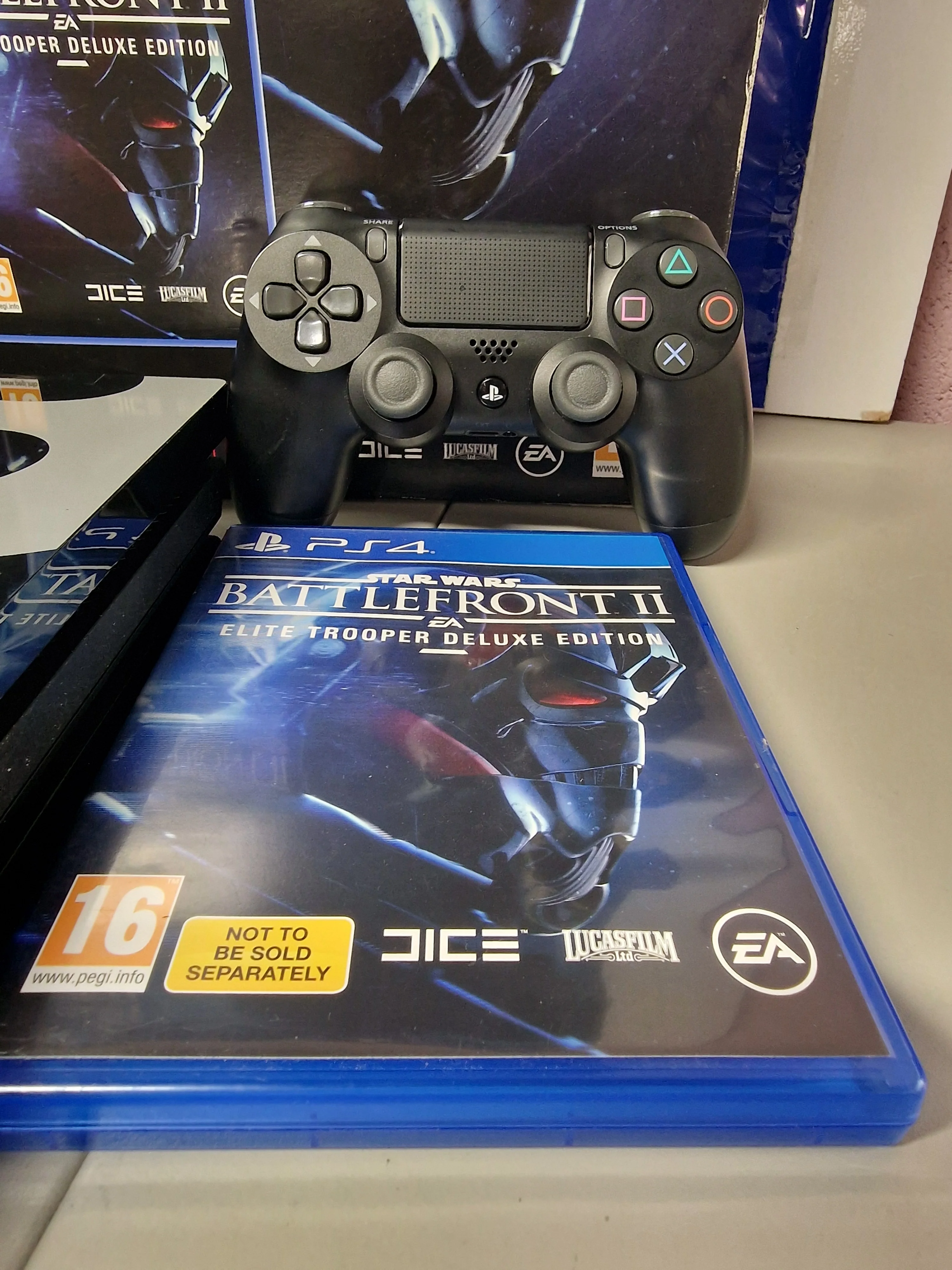 Playstation 4 Pro Console, 2TB Star Wars Black (with Game), Boxed - Image 4