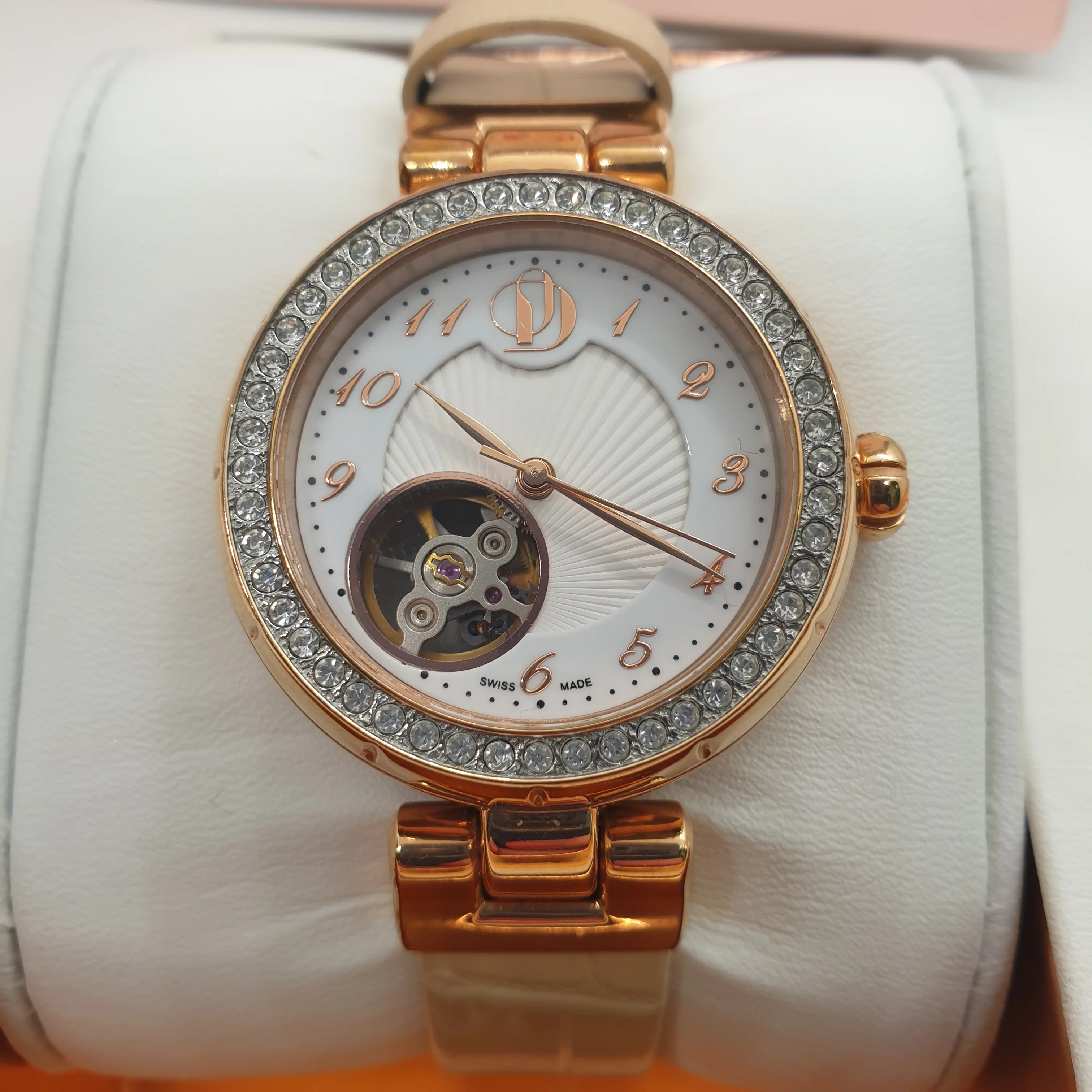**SALE** ProjectD London Ladies Swiss Made Automatic Crystal Leather Watch (PDS004/A/18) - Image 3