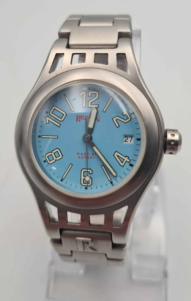 Reunion (Made By Rotary) Quartz Movement Womens Watch With Steel Bracelet, Blue Face & Box - Image 3