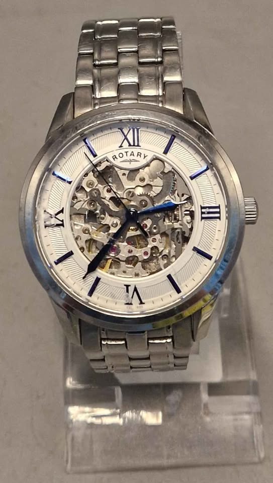 ***SALE*** Rotary Men's Skeleton Stainless Steel Bracelet Automatic Watch GB03095/53.