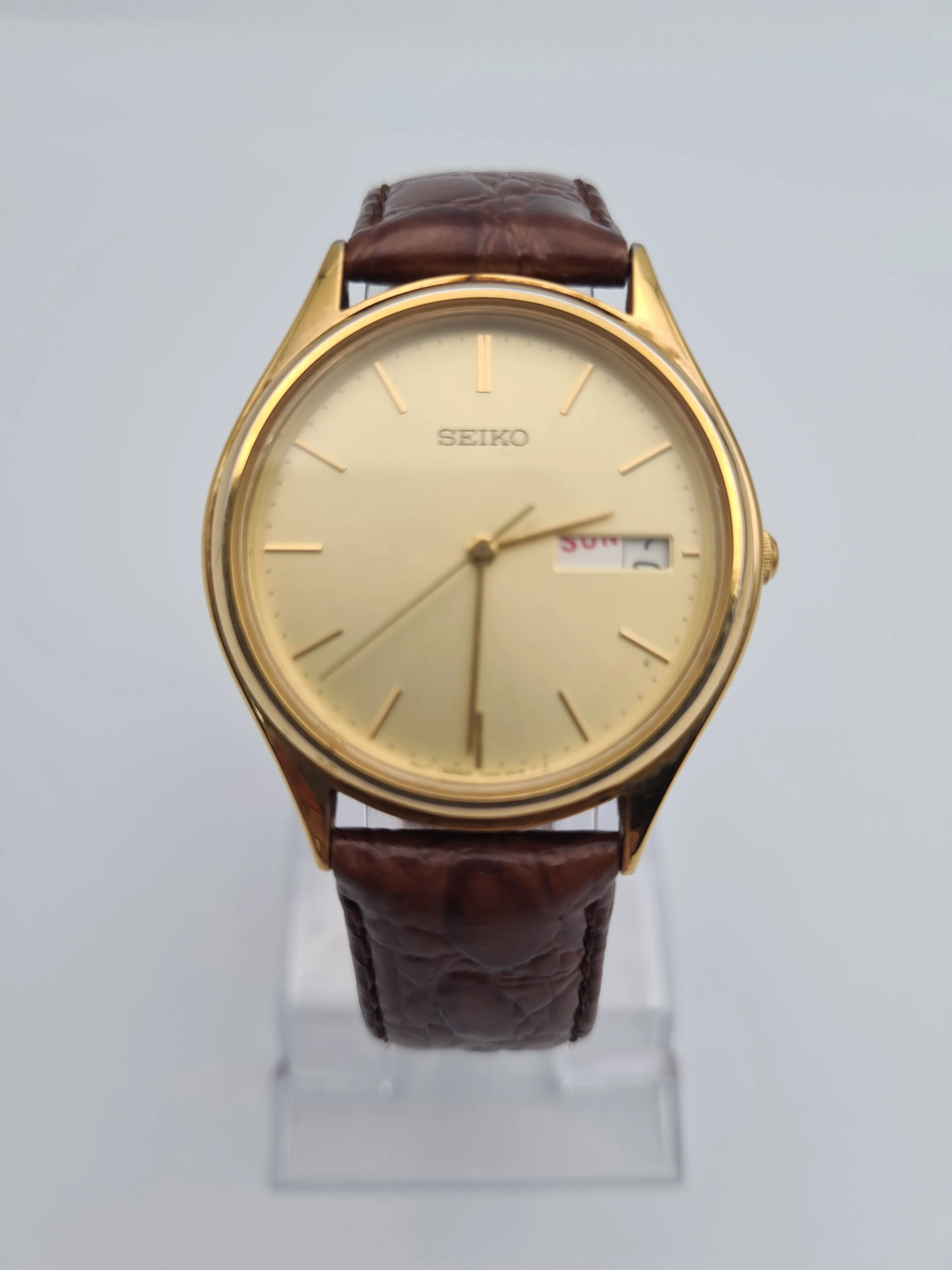 Seiko 7N43-8A vintage Quartz Dress Watch with leather strap BOXED - Image 2
