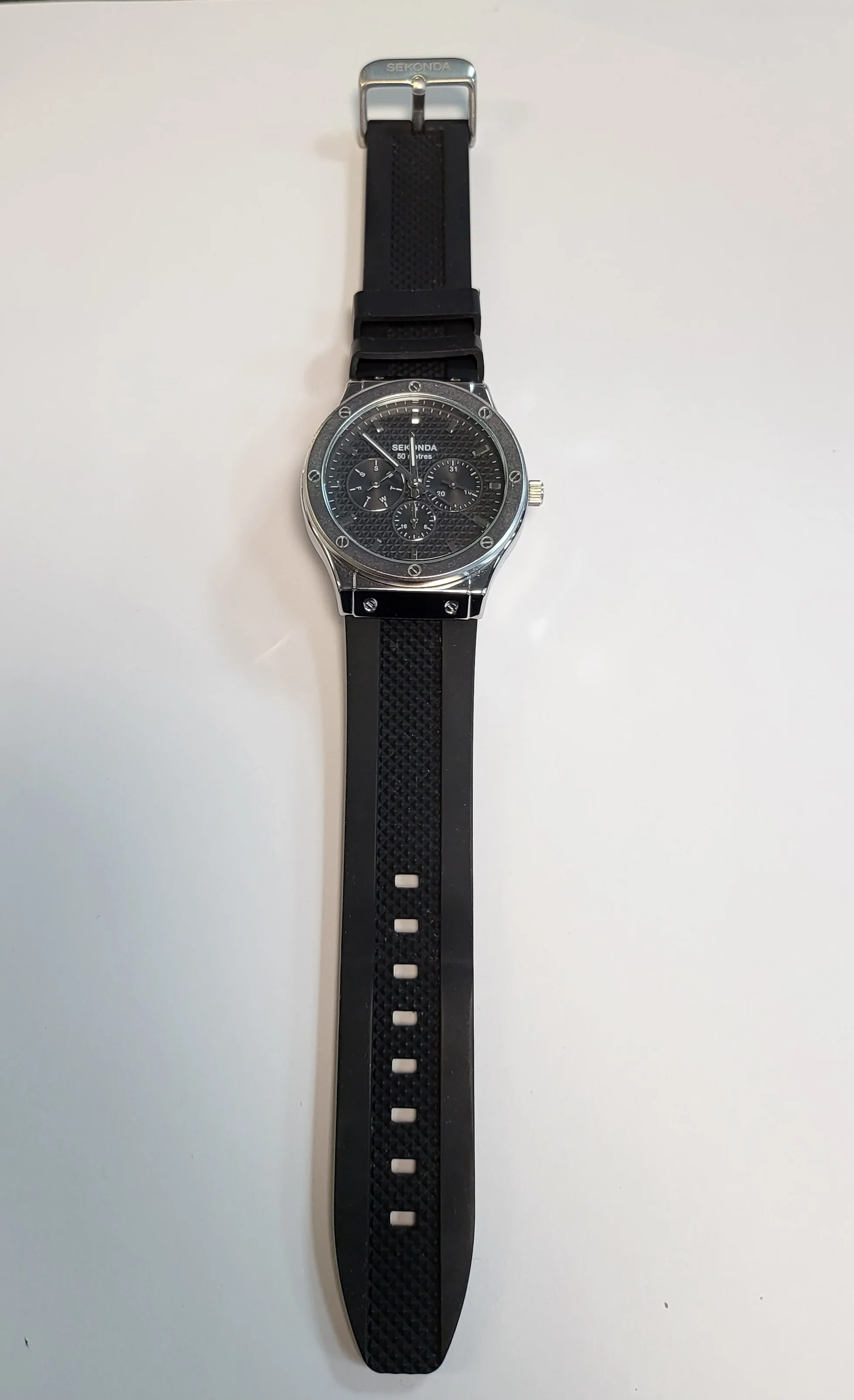Sekonda Titan Men’s Watch | Silver Alloy Case & Black Silicone Strap with Black Dial | 30230 - Image 2