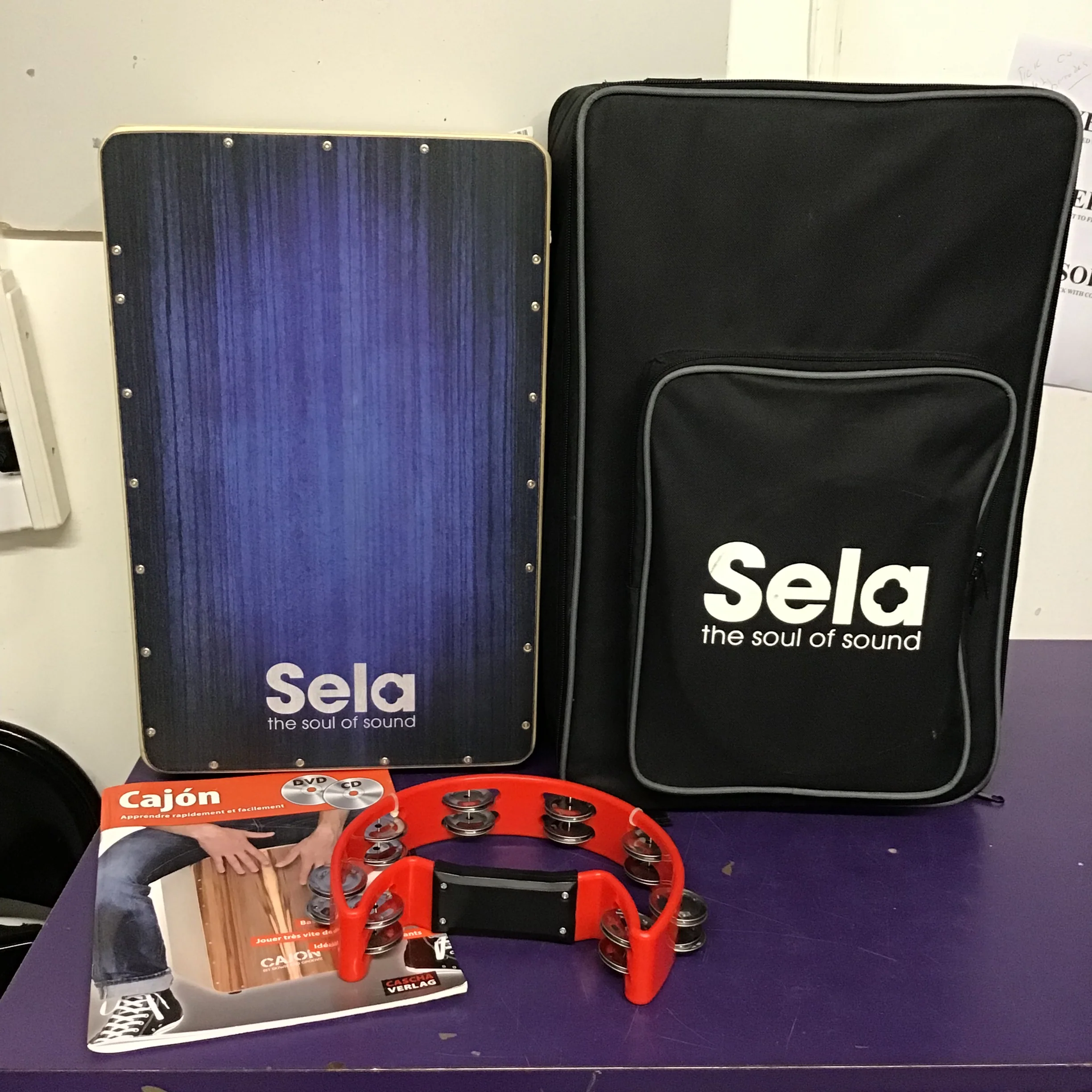 Sela Cajon with Tamborine and Carry Case