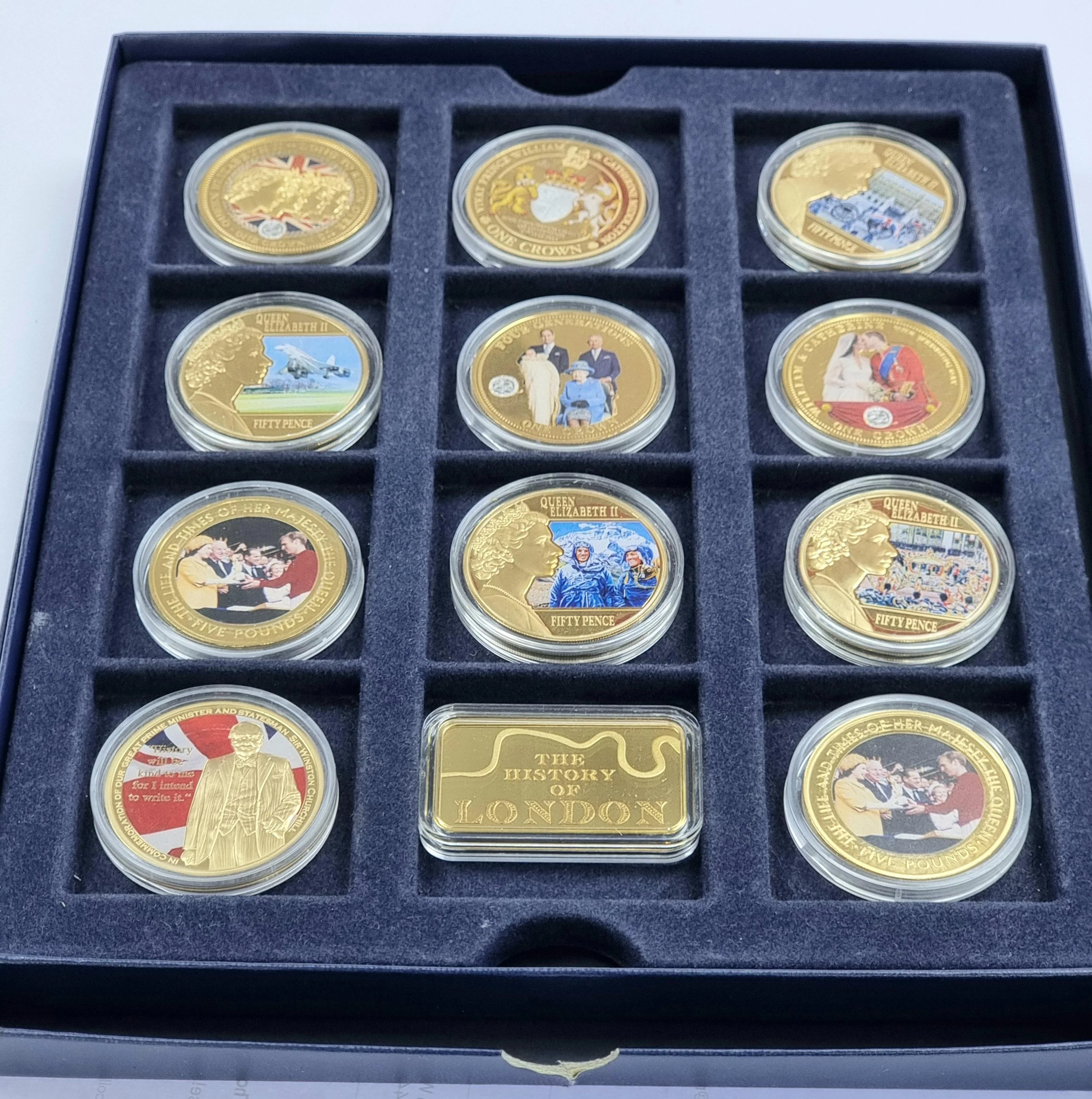 Set of Commemorative Coins in Display - Image 2