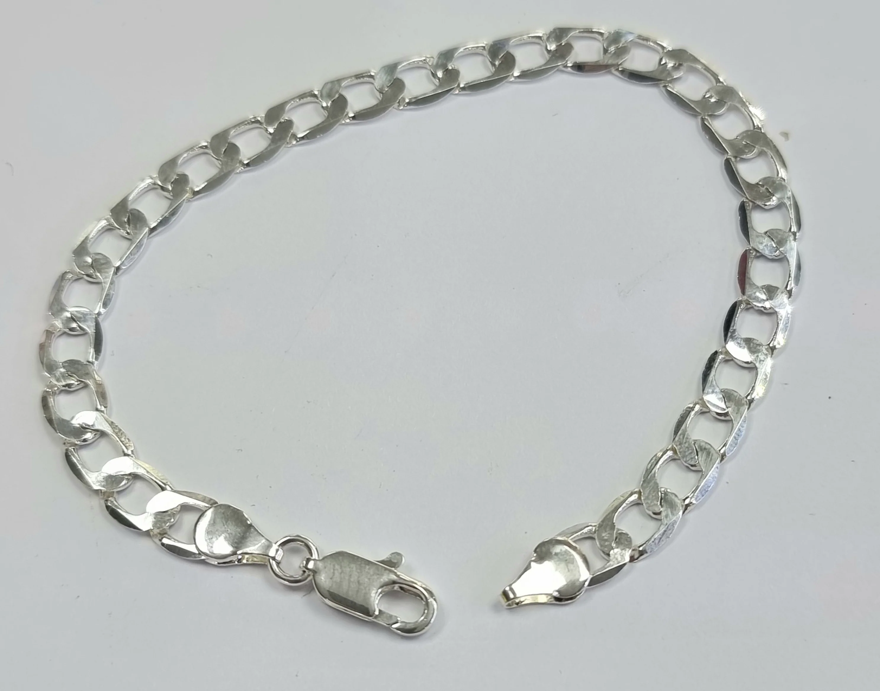 Silver Curb Bracelet 7.5" New