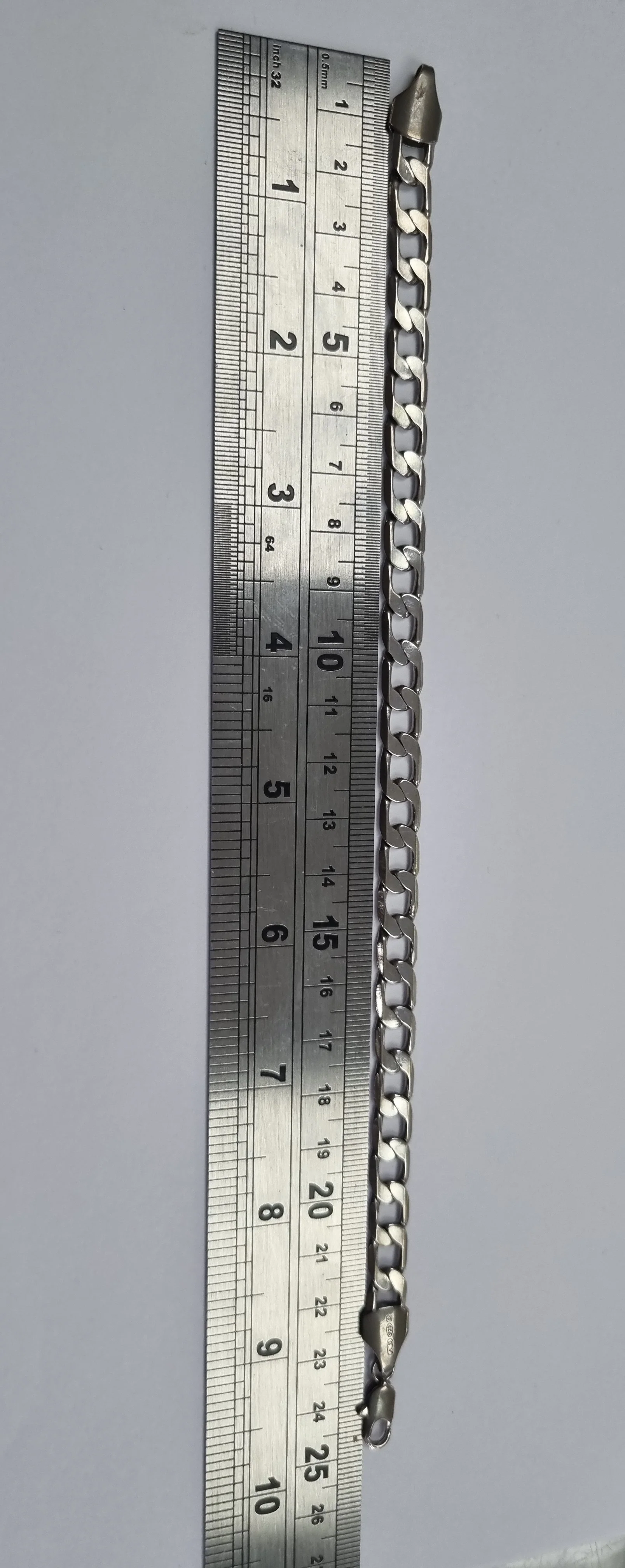 Silver Curb Bracelet 9" - Image 3