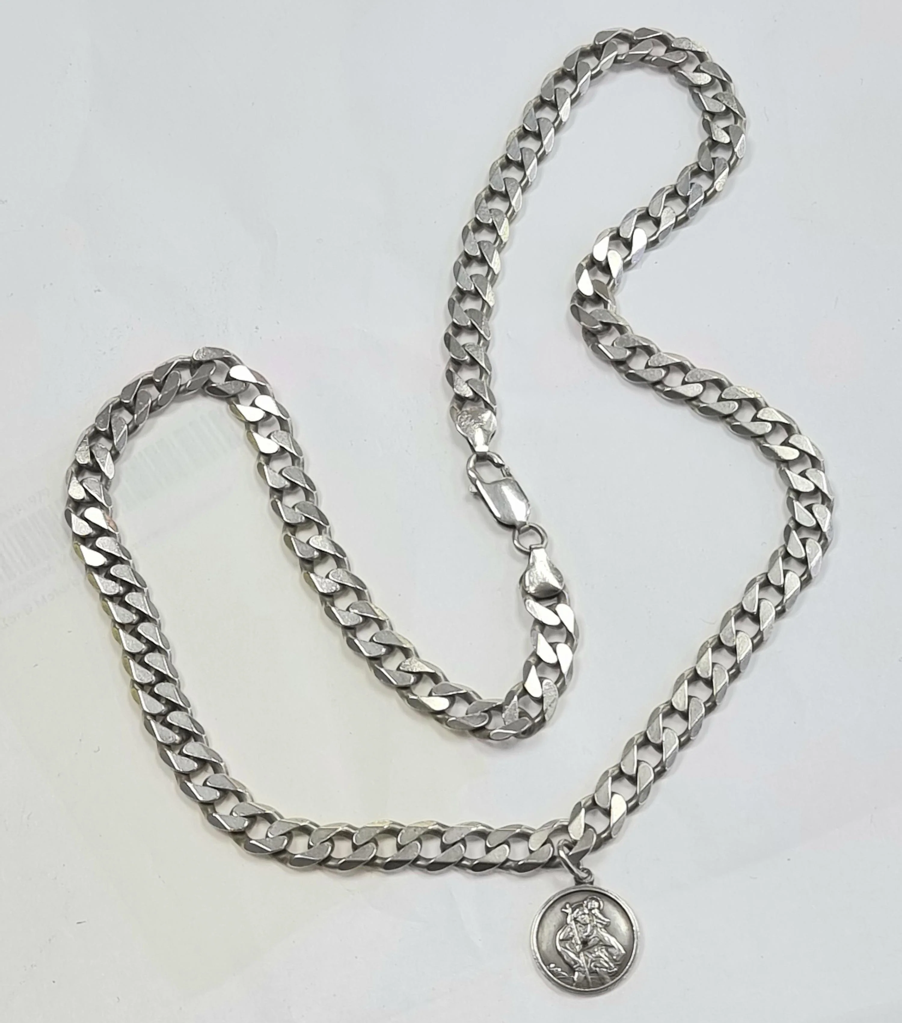 Silver Curb Chain With St Christopher 23" - Image 2