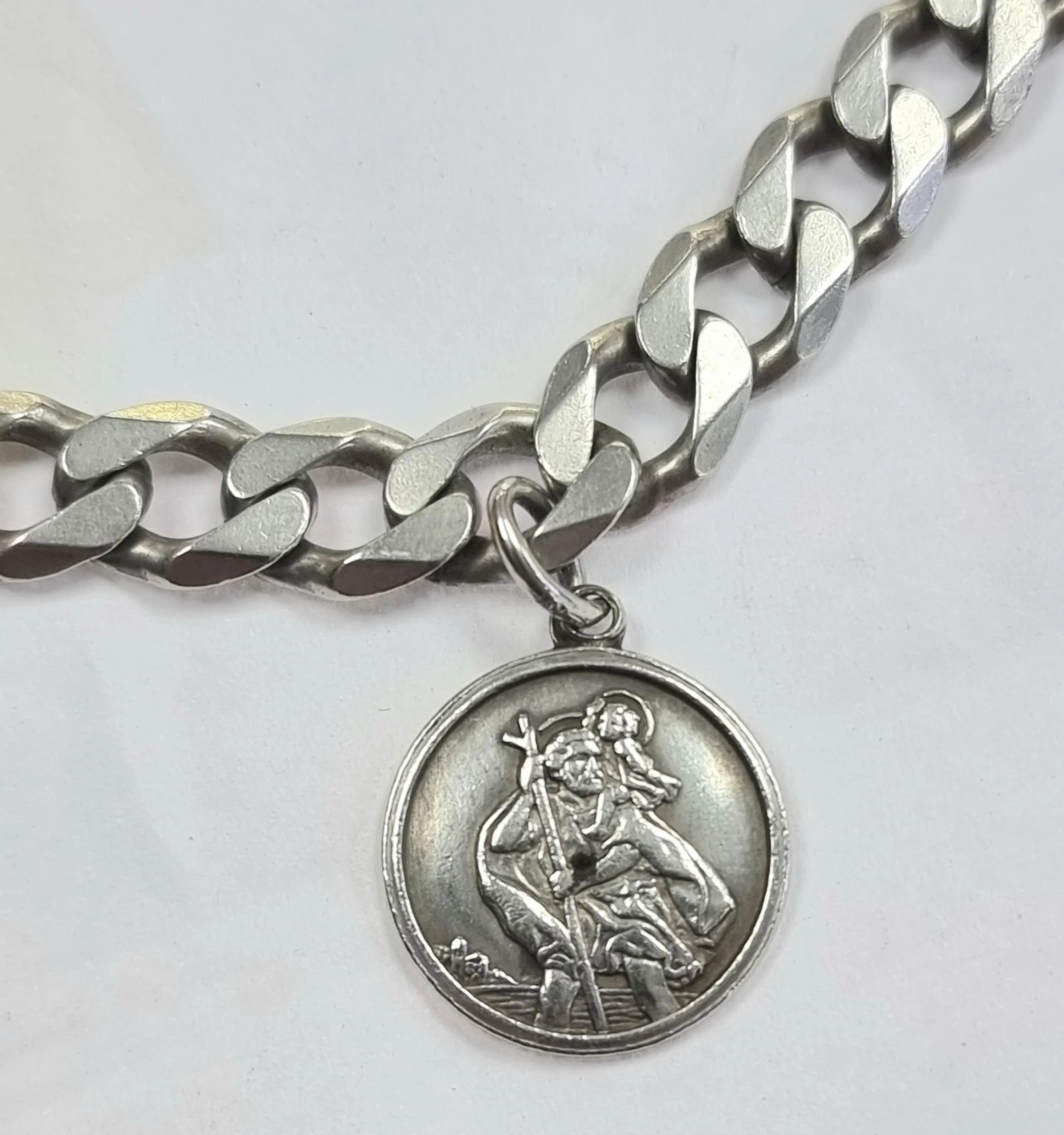 Silver Curb Chain With St Christopher 23" - Image 3