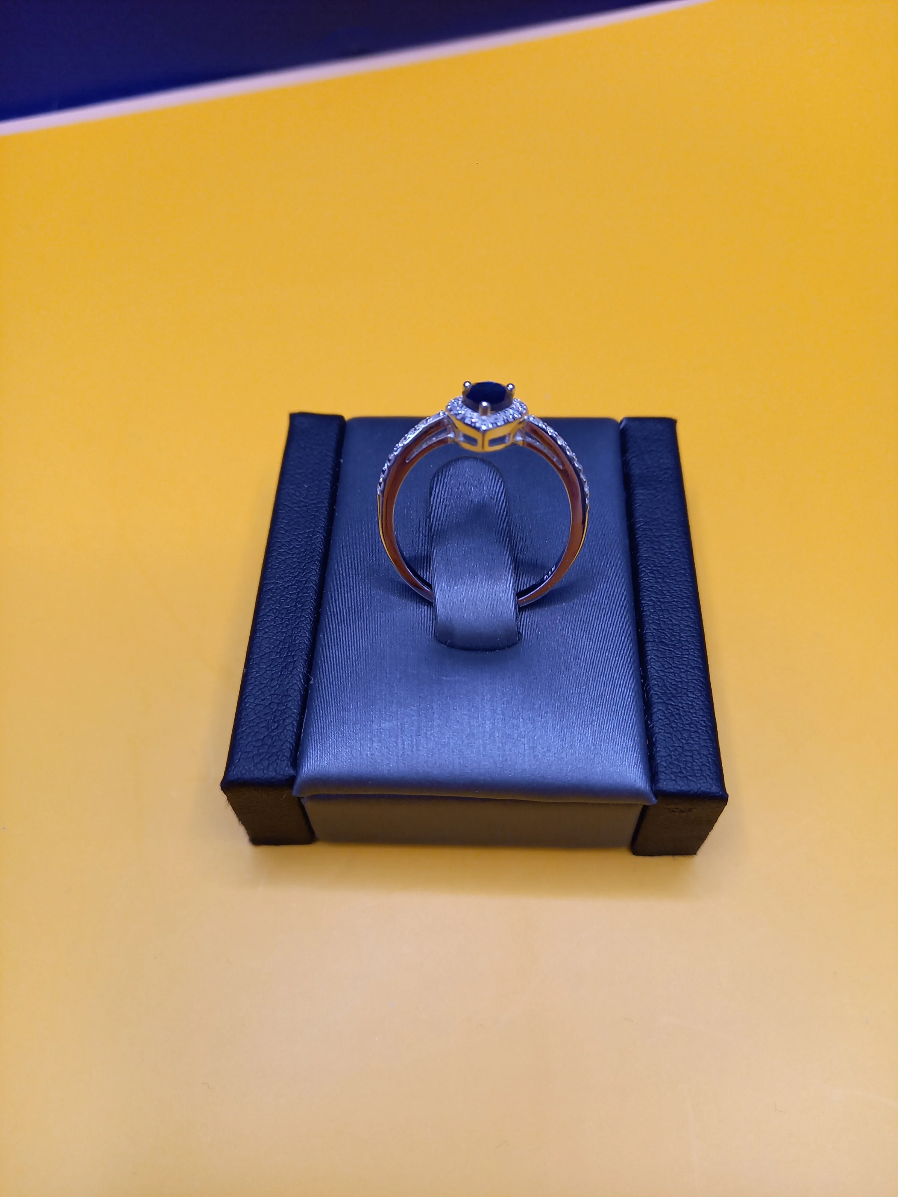 Silver Dark Blue Tear Drop Ring Size-P - Image 4