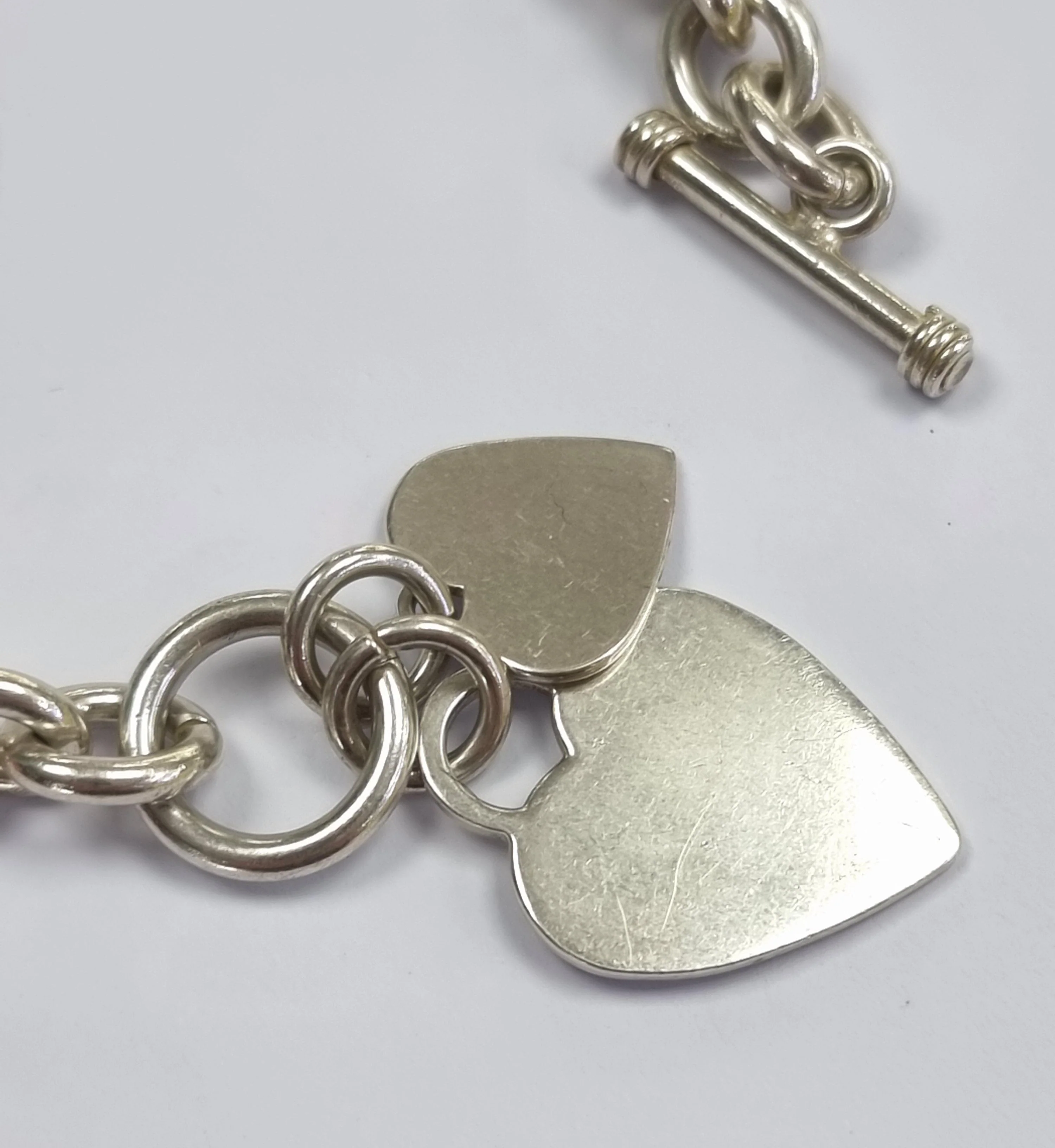 Silver Heart Bracelet 8" - Image 2