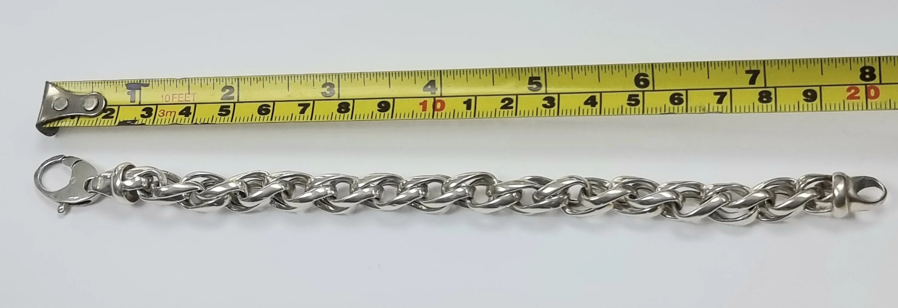 Silver O Linked Bracelet 8" - Image 3