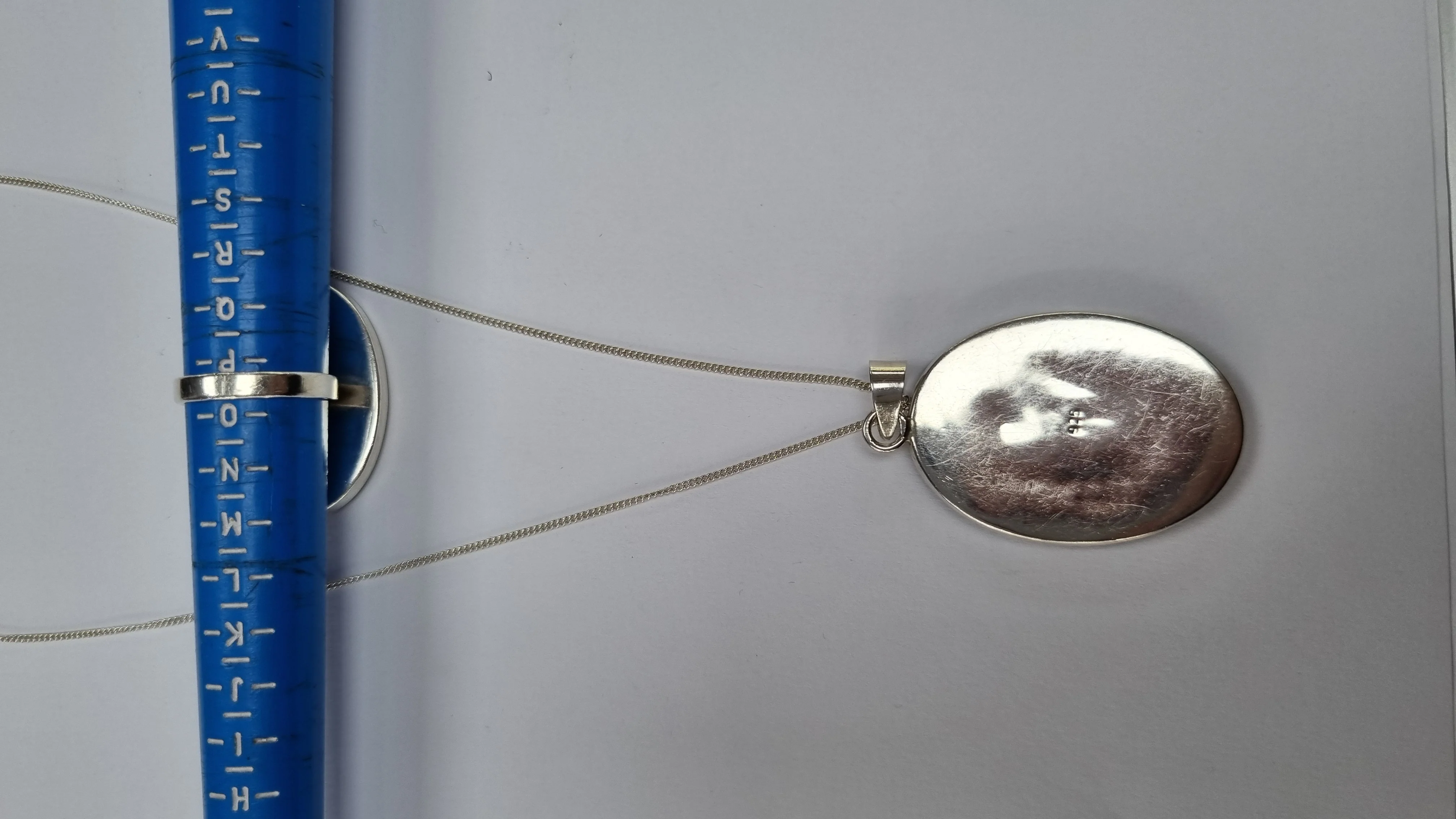 SILVER OVAL RING AND NECKLACE SET - Image 4