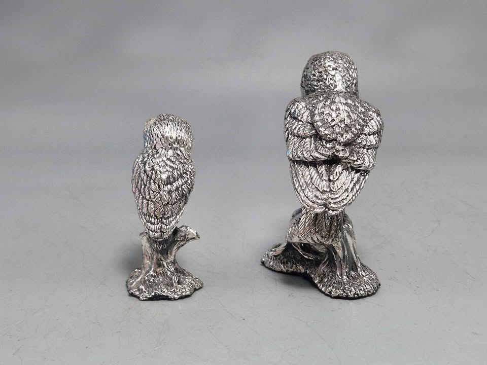 Silver Plated Owl Set Royal Hampshire Art Foundry collectable - Image 2