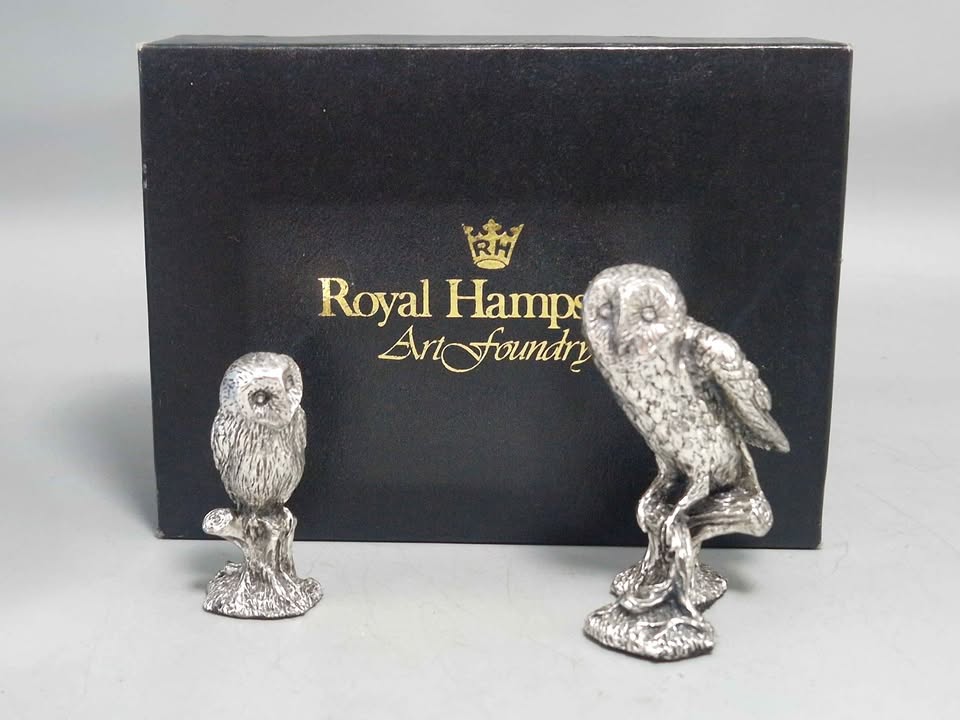 Silver Plated Owl Set Royal Hampshire Art Foundry collectable - Image 3