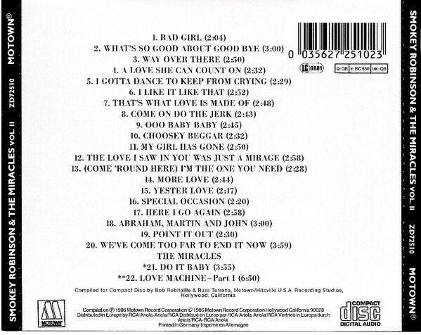 Smokey Robinson And The Miracles ‎– 22 Greatest Hits - Image 2
