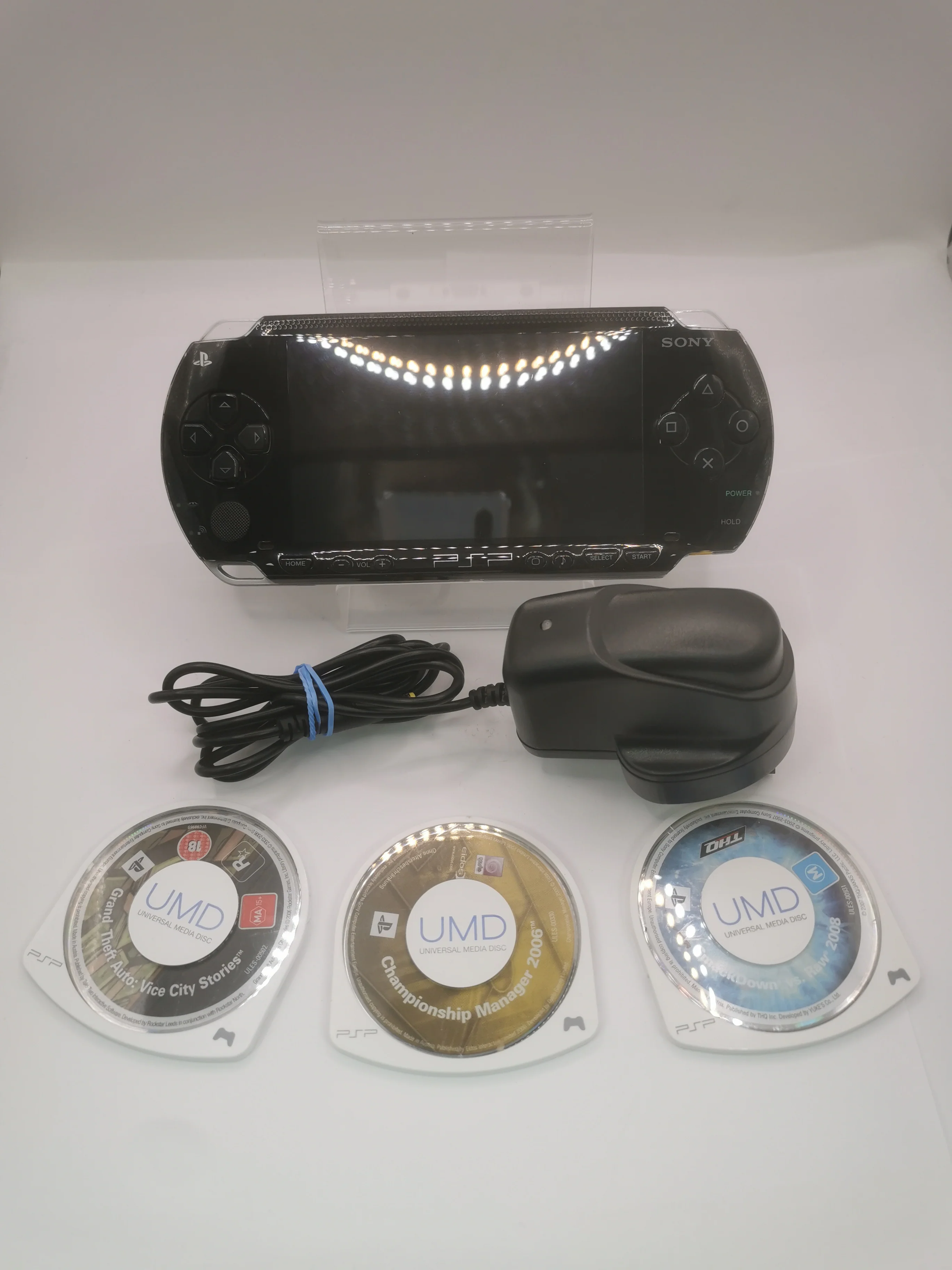 Sony PSP Original Console, Black, Unboxed with 3x Games & Charger