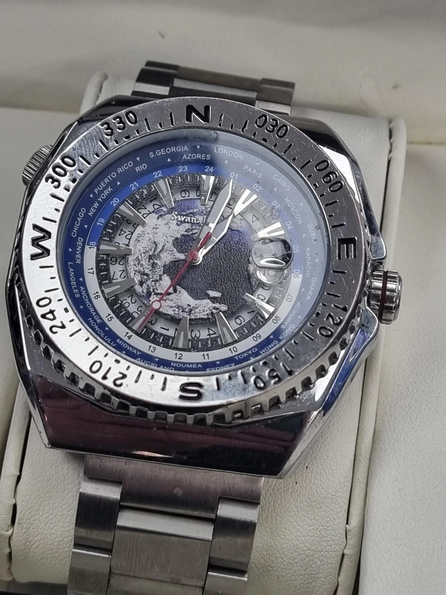 Swan & Edgar World Compass Steel Watch - Image 3