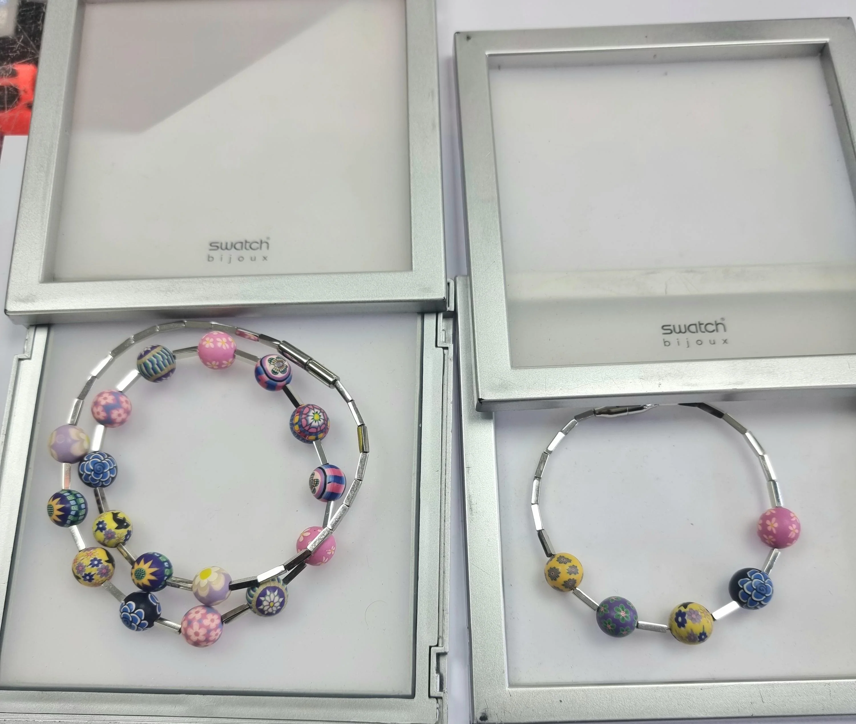 SWatch Bijoux Silver Tone Necklace + Bracelet In Multicolour Beads. - Image 3