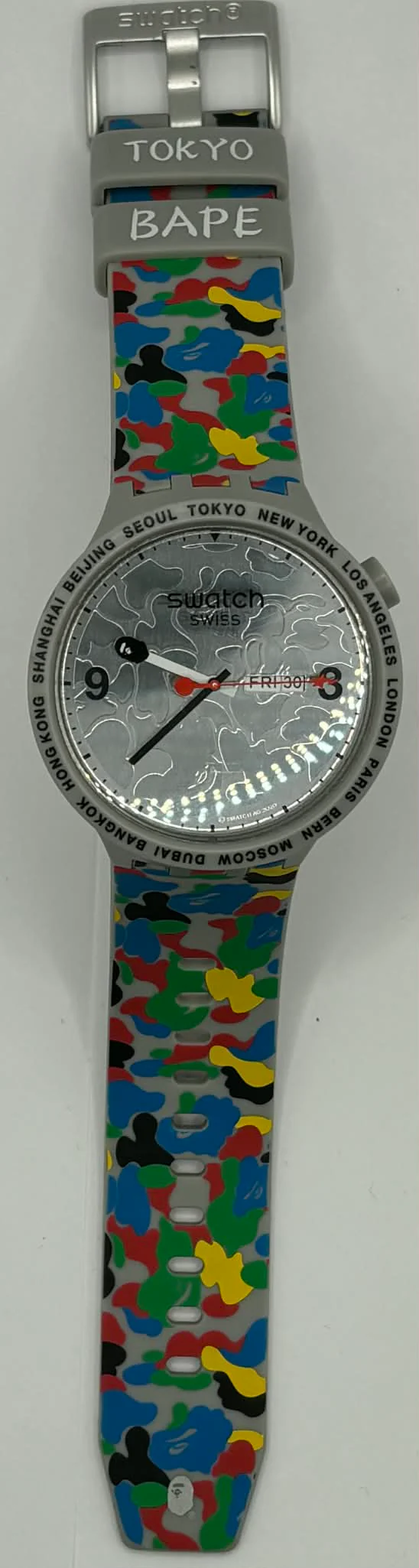 Swatch x BAPE Tokyo watch with generic boxed 47mm Big Bold celebrating the streetwear brand’s home city - Image 3