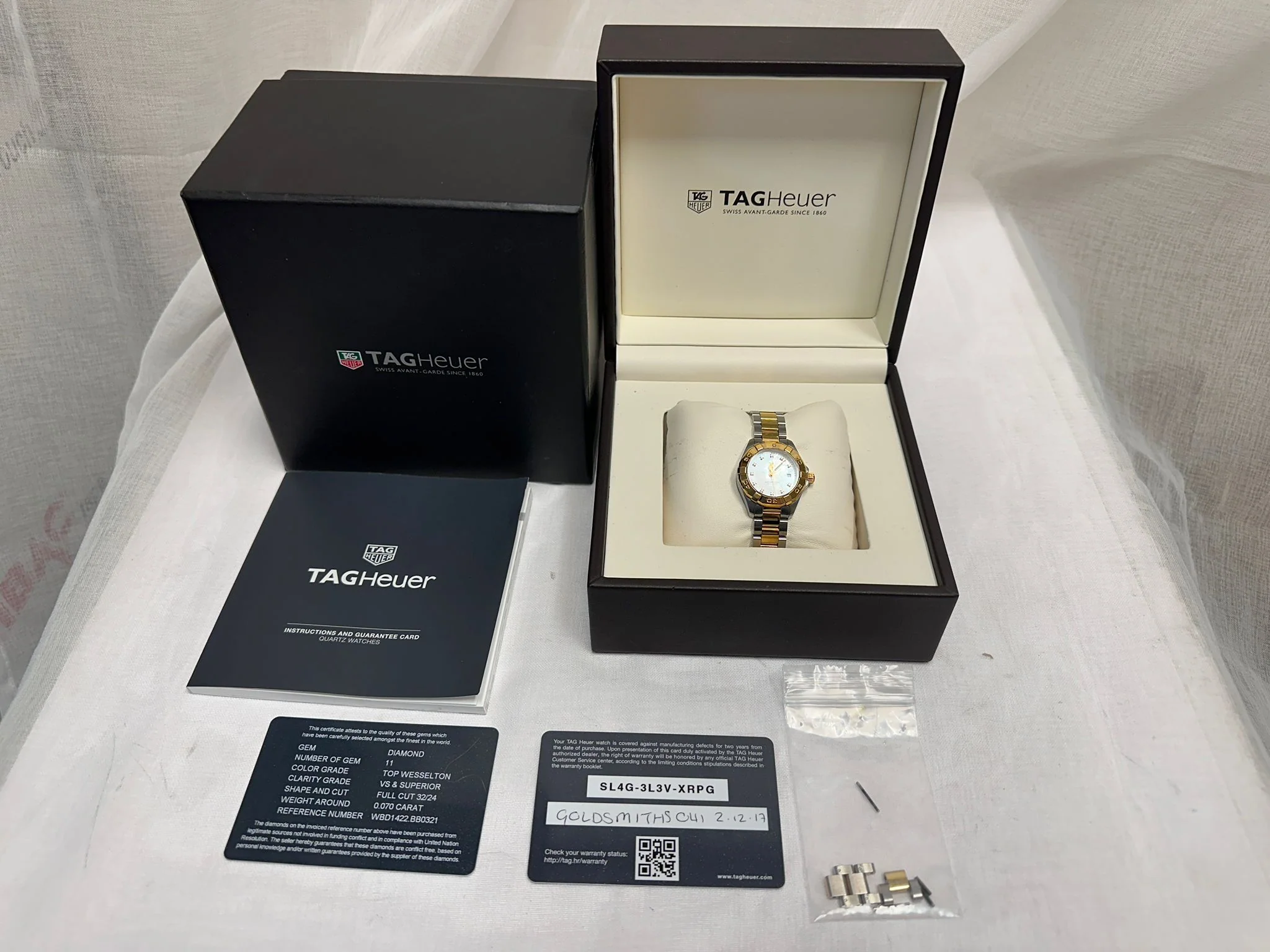 TAG Heuer Aquaracer Mother Of Pearl Diamond Dial Women's Watch - WBD1422 - 2017