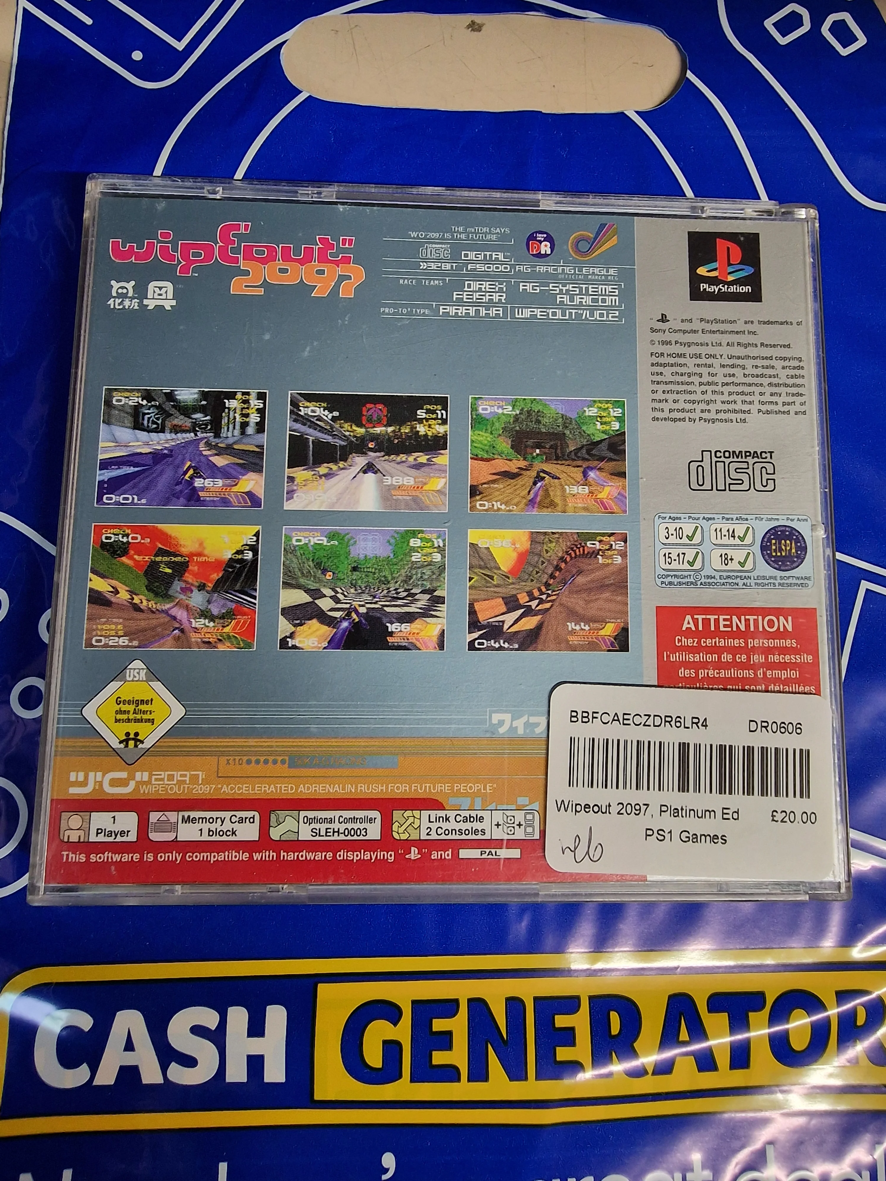 PS1 Wipeout 2097, Platinum Ed., w/ Manual, Boxed Playstation 1 - Image 2