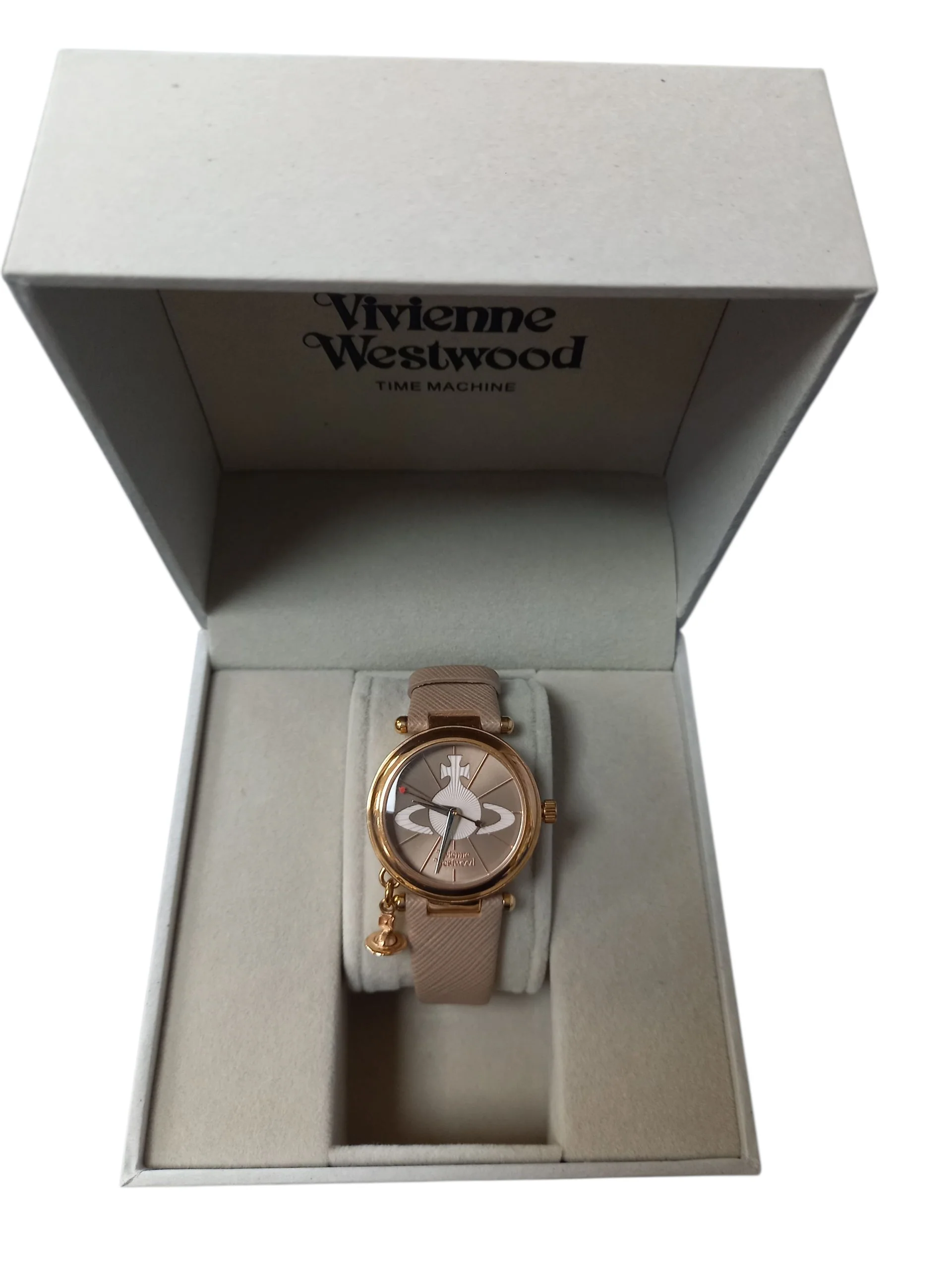 Womens Pink/Silver Orb Pastelle Leather Watch - Image 2