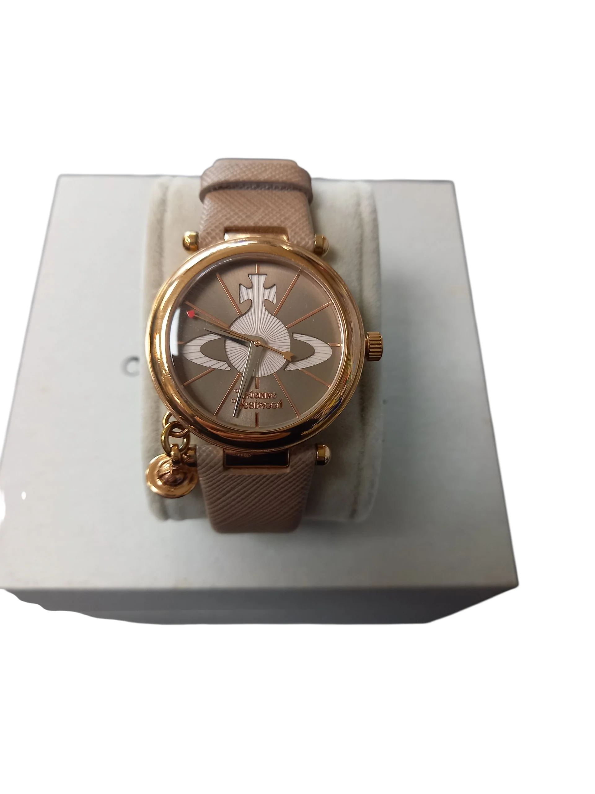 Womens Pink/Silver Orb Pastelle Leather Watch - Image 3